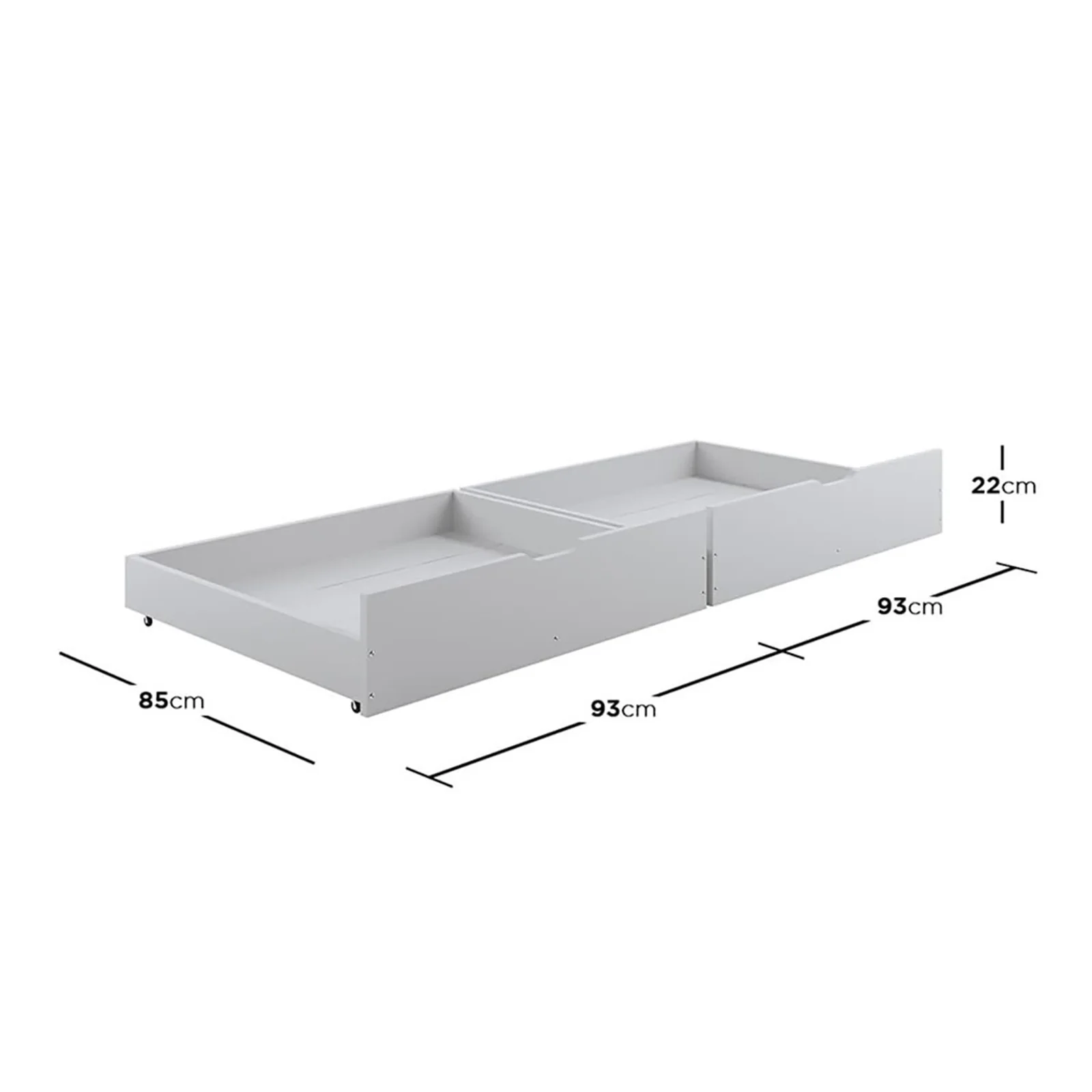 Single Solid Pine Under Bed Twin Storage Drawers in White - Image 11