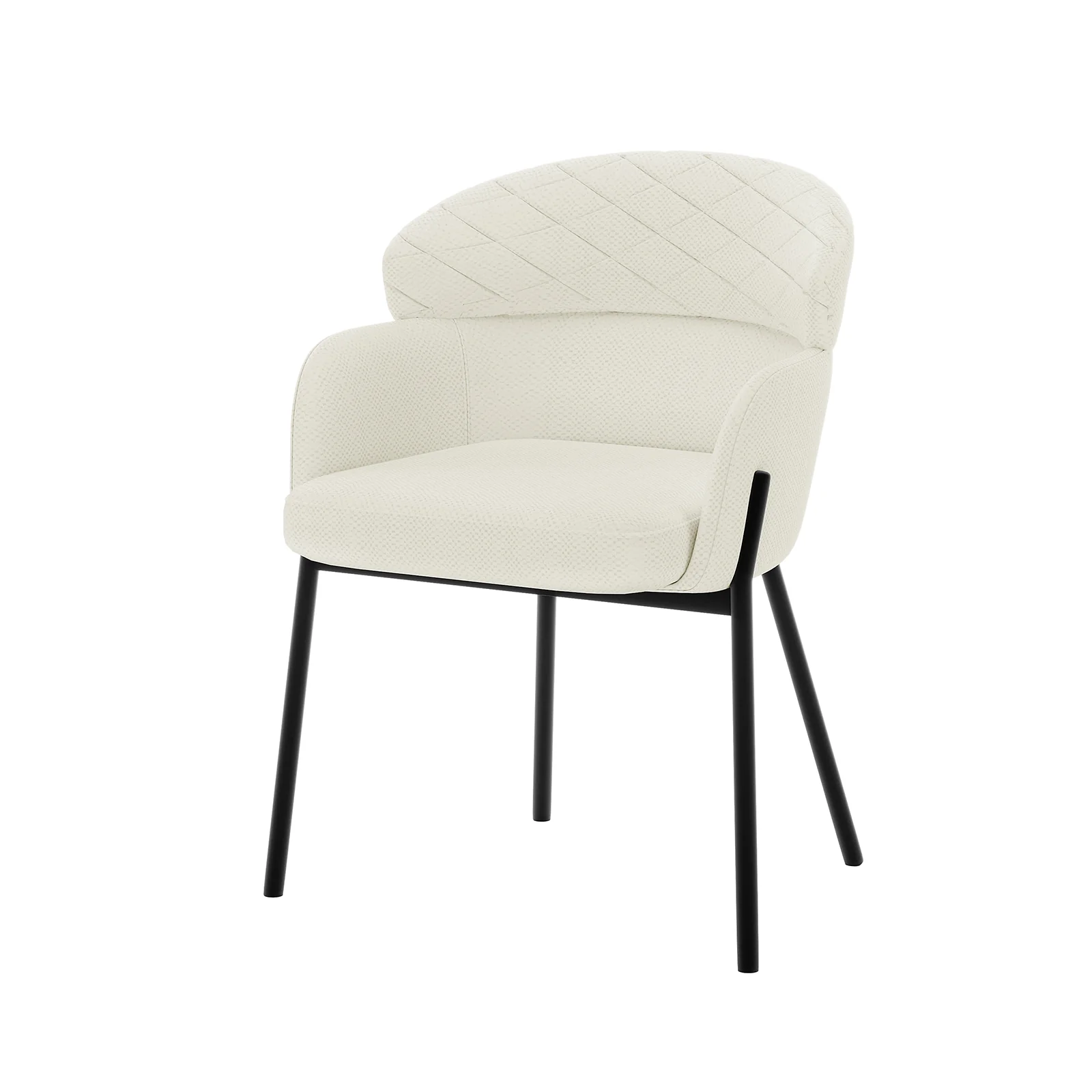 Sofia Chenille Fabric Dining Chairs Set of 2 in Off White - Image 4