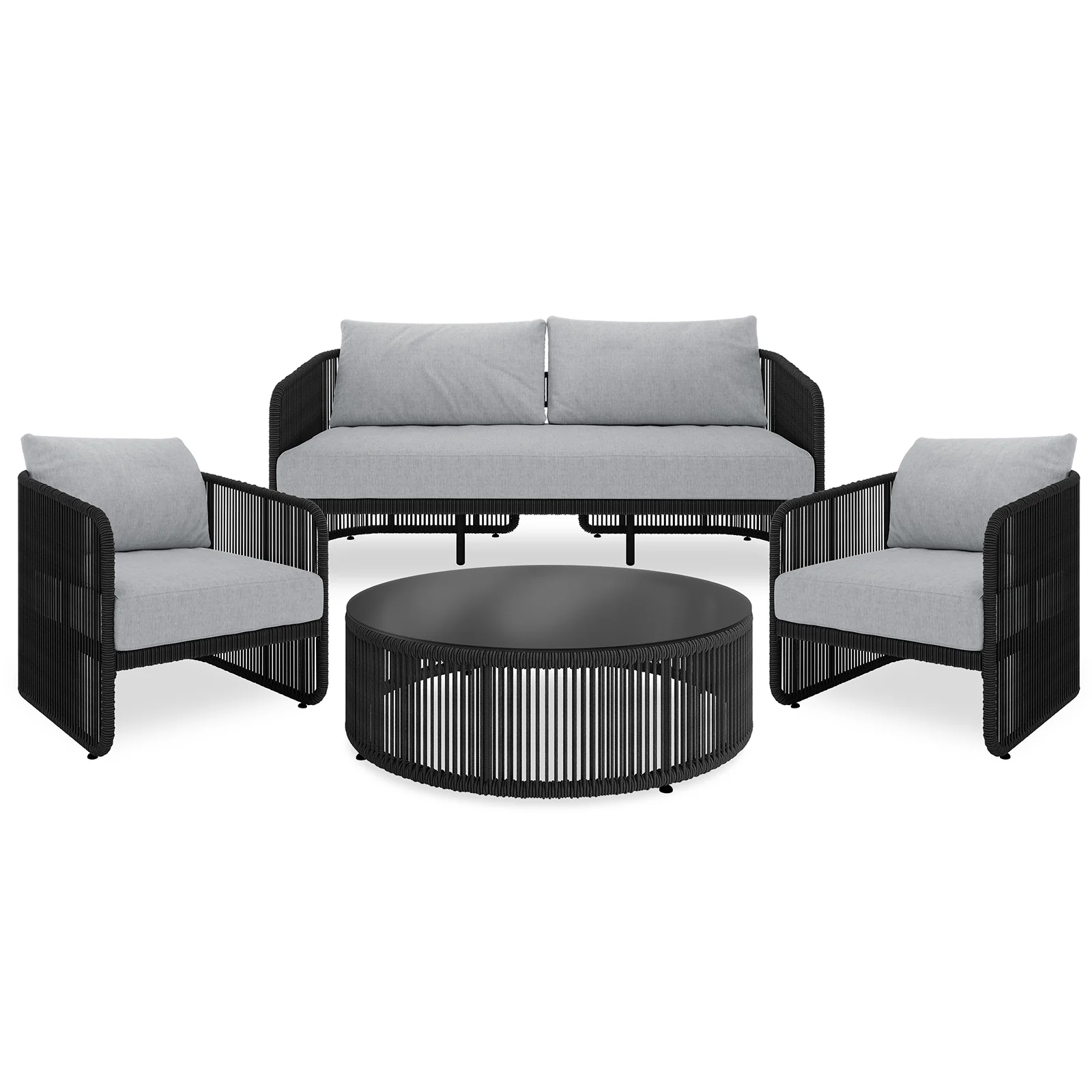 Solari 4 Seater Wicker Outdoor Sofa Set in Black