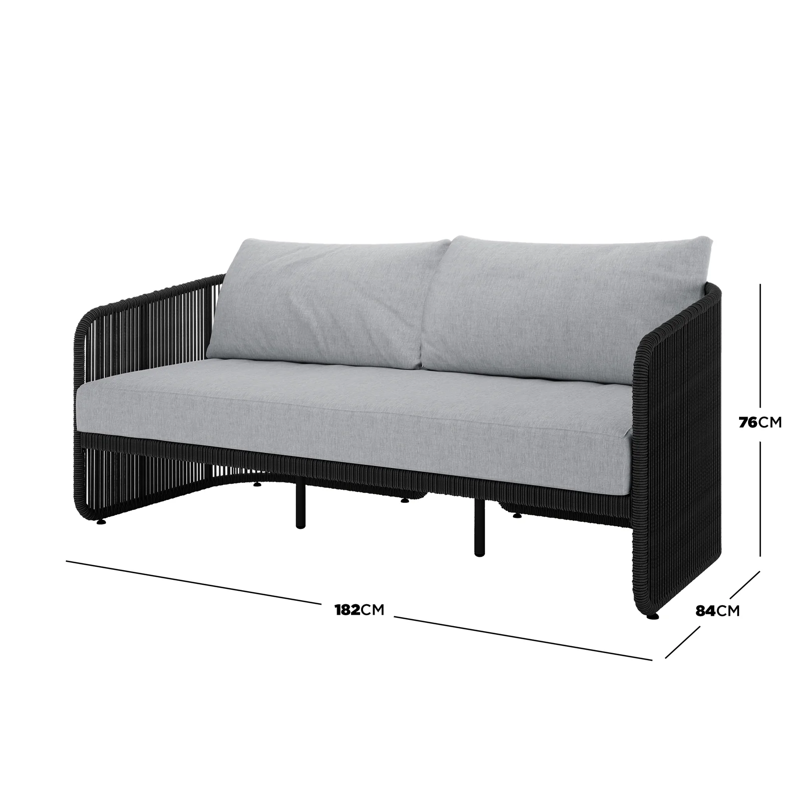 Solari 4 Seater Wicker Outdoor Sofa Set in Black - Image 6