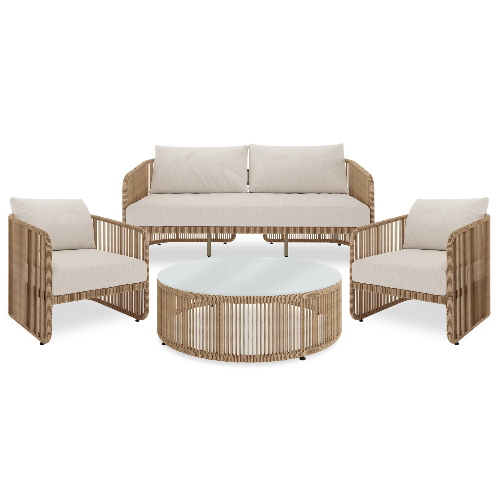 Solari 4 Seater Wicker Outdoor Sofa Set in Natural