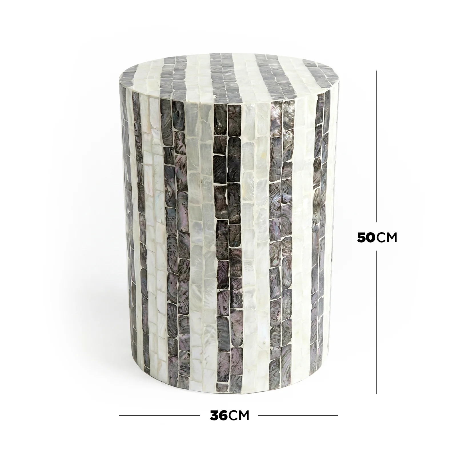Solea Mother of Pearl Cylinder Side Table in Mocha Cream - Image 5