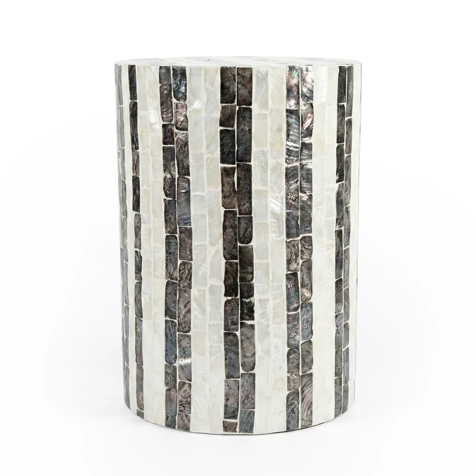 Solea Mother of Pearl Cylinder Side Table in Mocha Cream - Image 8