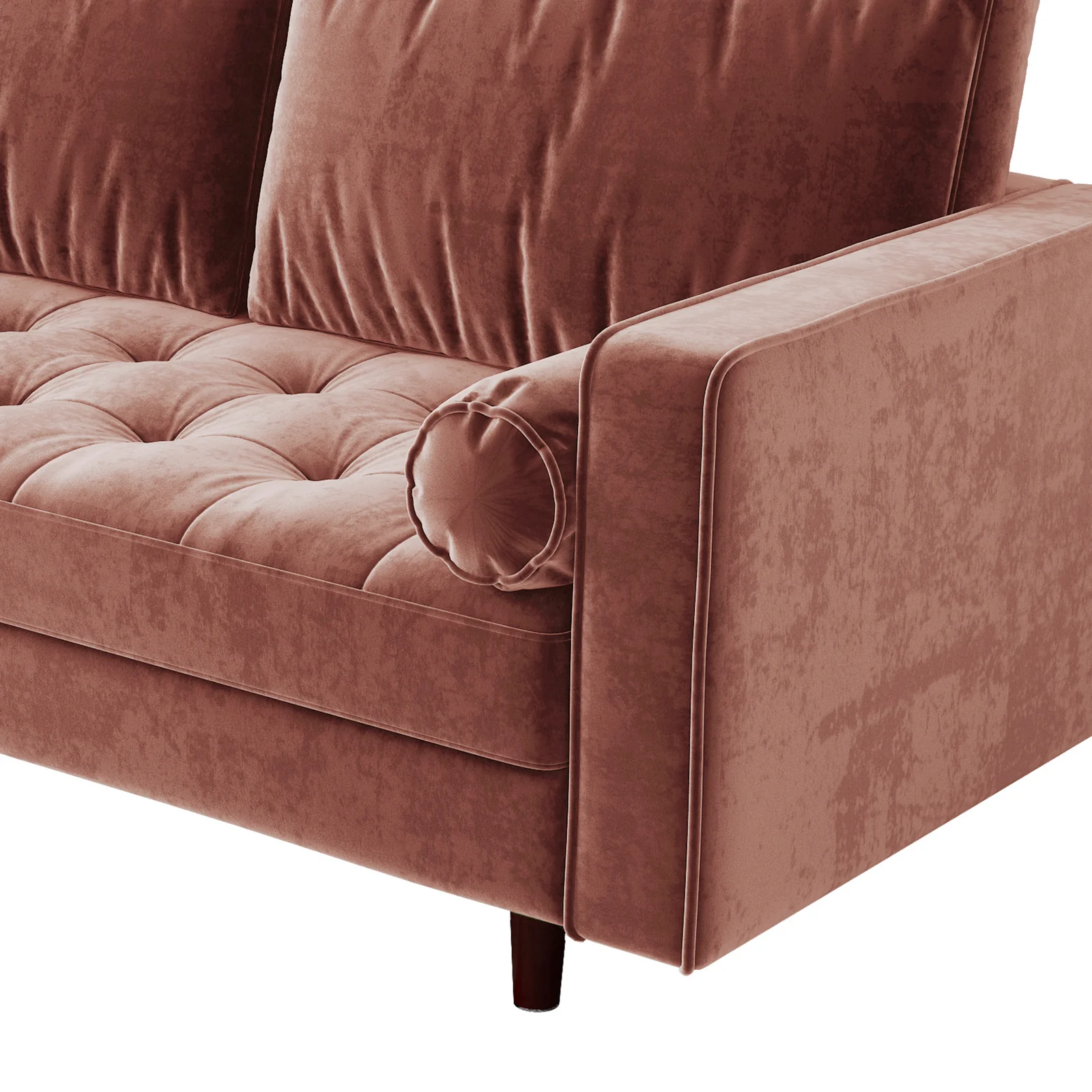 Sollia 3-Seater Velvet Fabric Sofa in Blush - Image 13