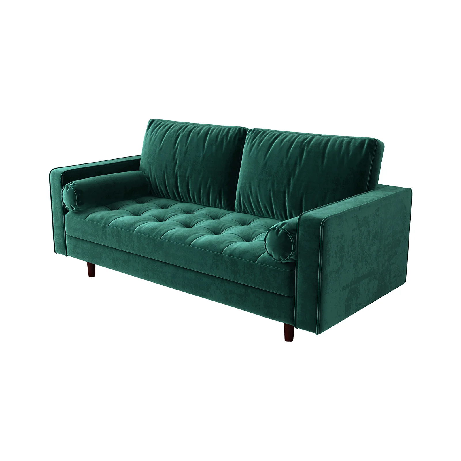 Sollia 3-Seater Velvet Fabric Sofa in Forest Green - Image 4