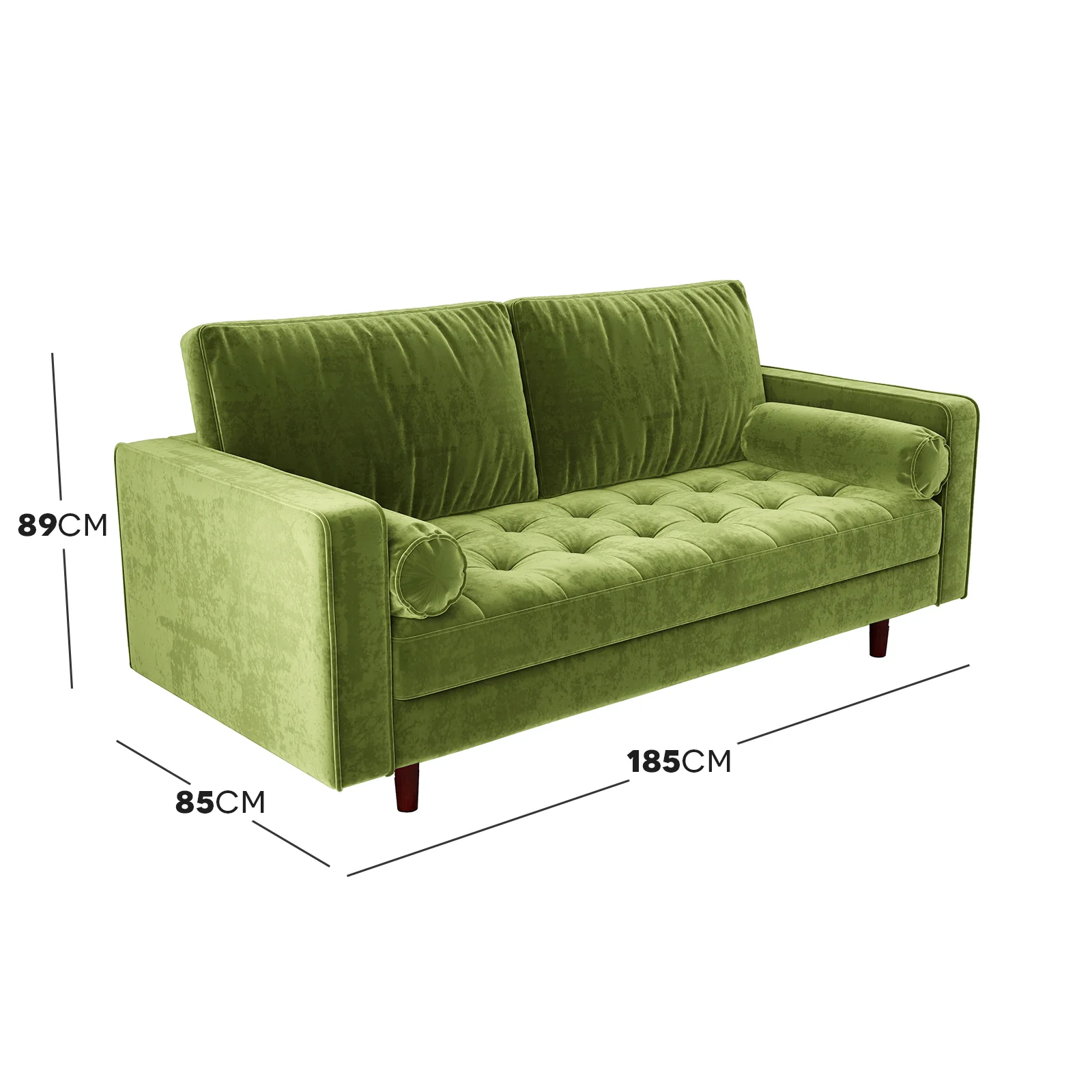 Sollia 3-Seater Velvet Fabric Sofa in Jade Green - Image 15