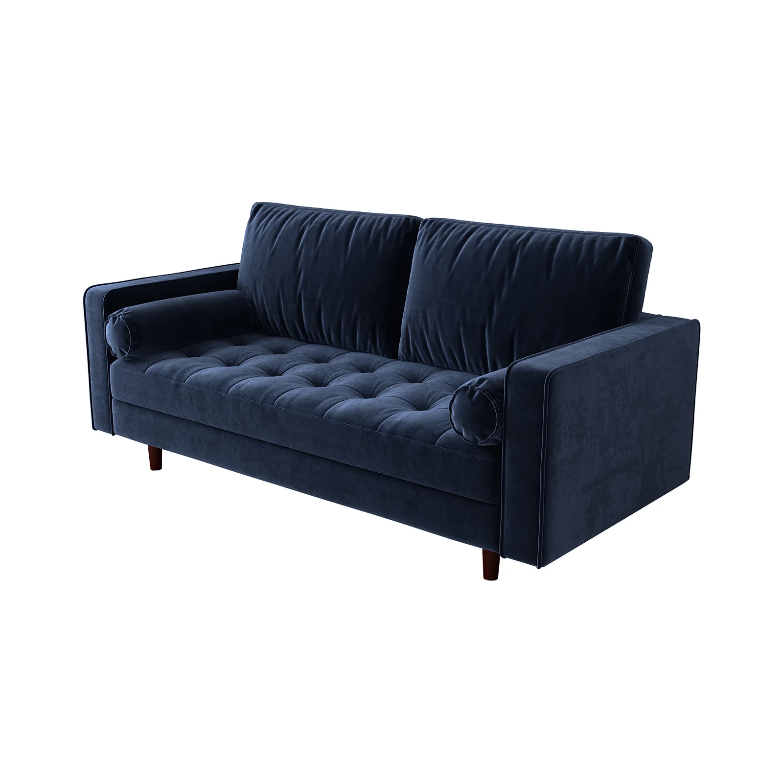Sollia 3-Seater Velvet Fabric Sofa in Navy Blue - Image 5