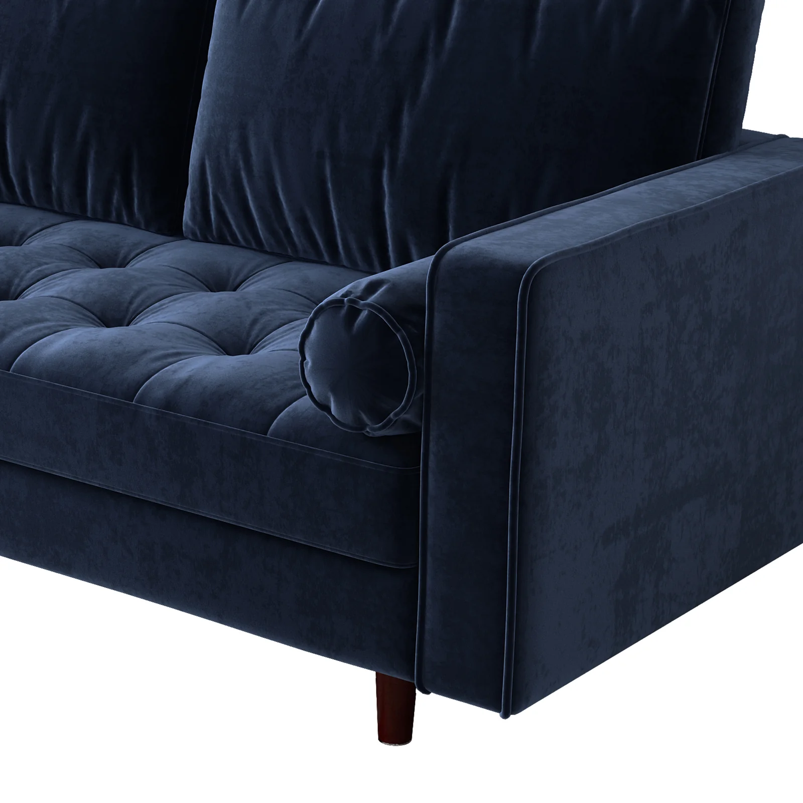 Sollia 3-Seater Velvet Fabric Sofa in Navy Blue - Image 9