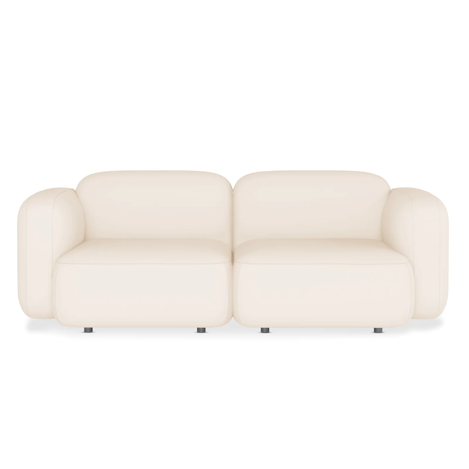 Soraya 2 Seater Velvet Sectional Sofa in Cream White - Image 4