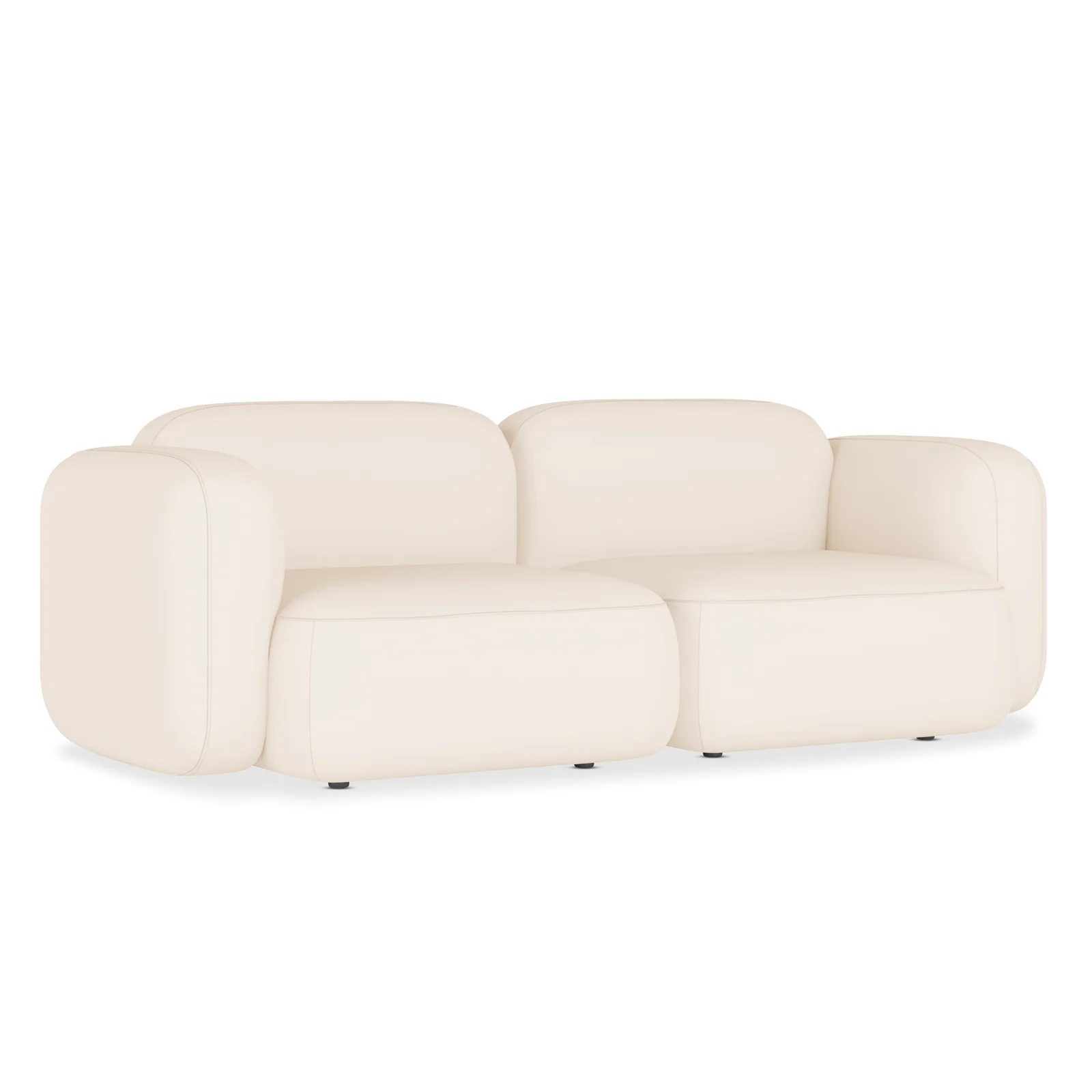 Soraya 2 Seater Velvet Sectional Sofa in Cream White - Image 5