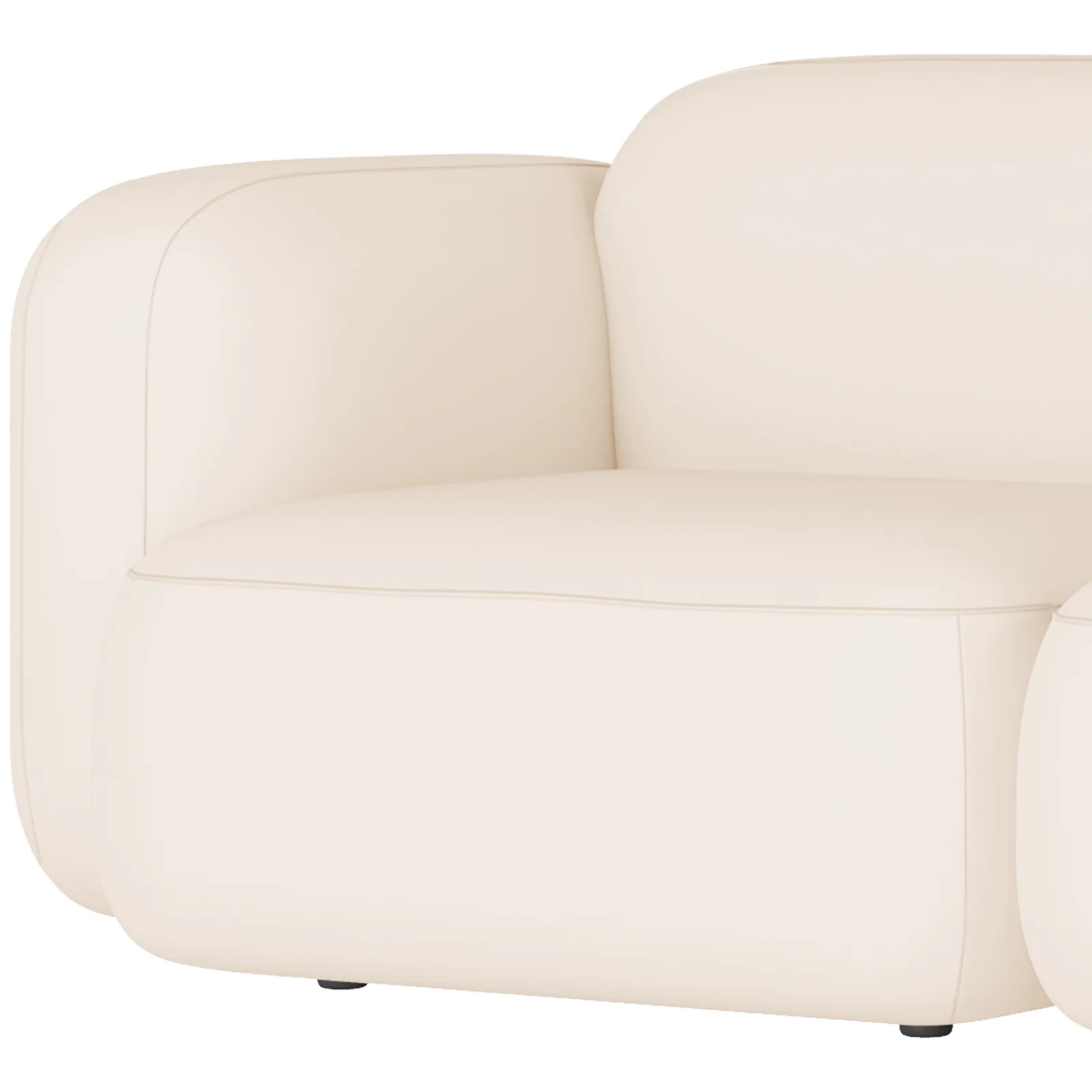 Soraya 2 Seater Velvet Sectional Sofa in Cream White - Image 7