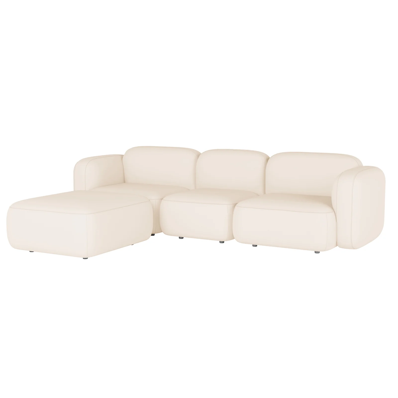 Soraya 3 Seater Velvet Sectional Sofa with Chaise in Cream White - Image 6