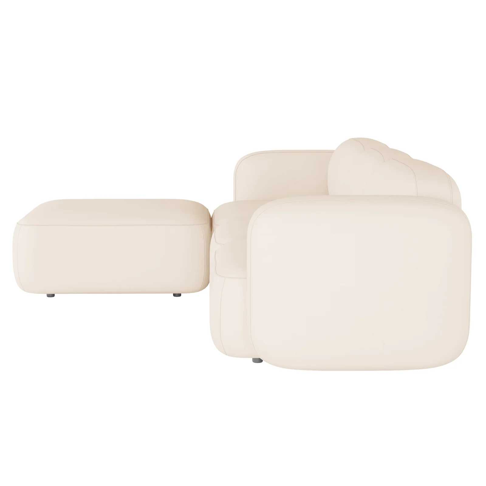 Soraya 3 Seater Velvet Sectional Sofa with Chaise in Cream White - Image 8