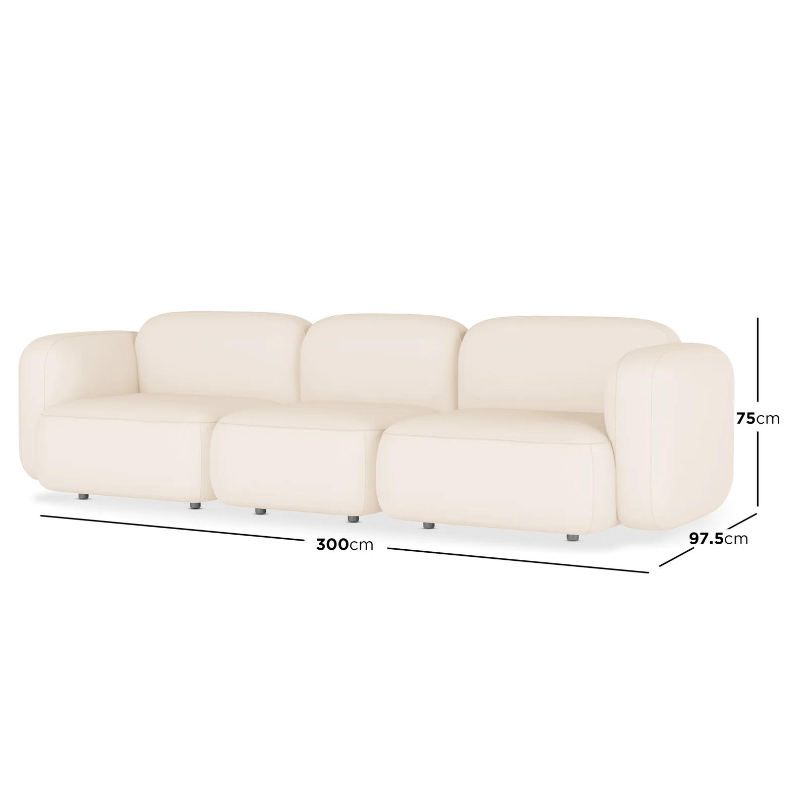 Soraya 3 Seater Velvet Sectional Sofa Set in Cream White - Image 5