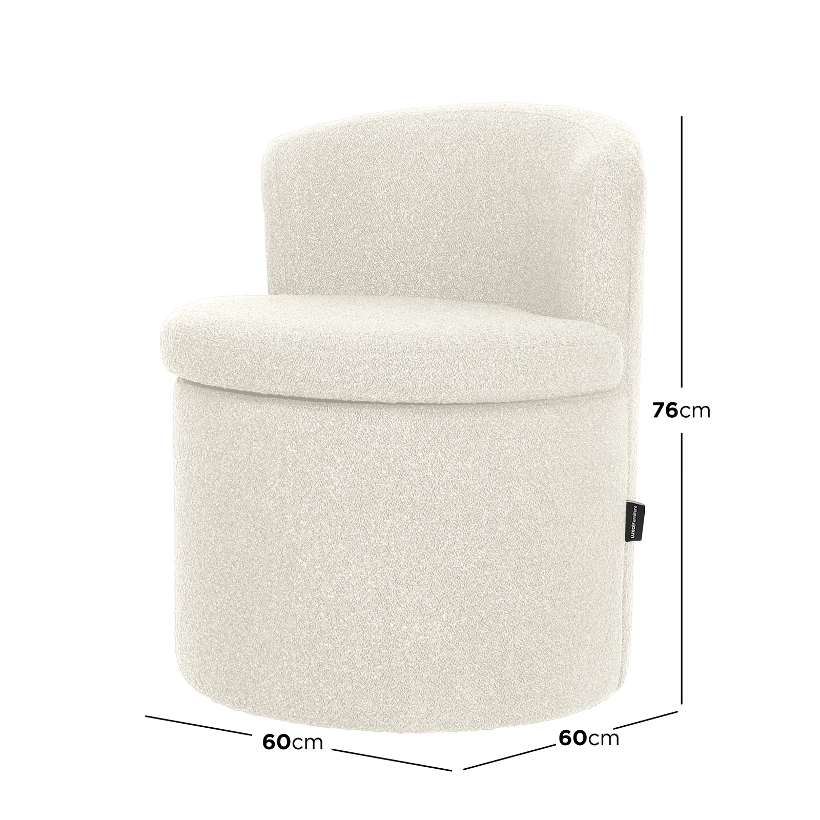 Sorra Boucle Swivel Storage Accent Chair in Cream White - Image 6