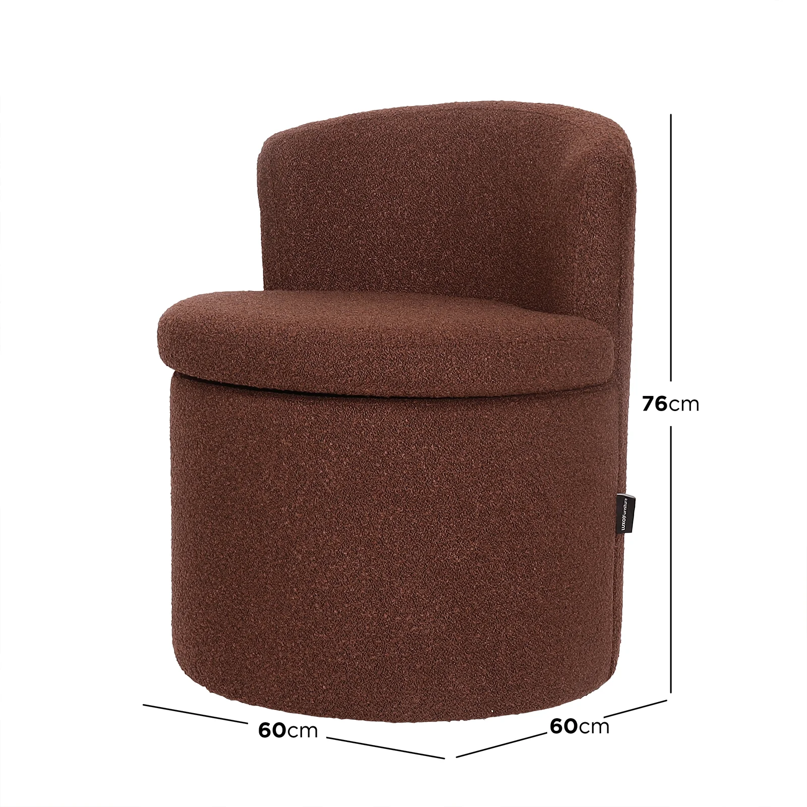 Sorra Boucle Swivel Storage Accent Chair in Rust Brown - Image 3