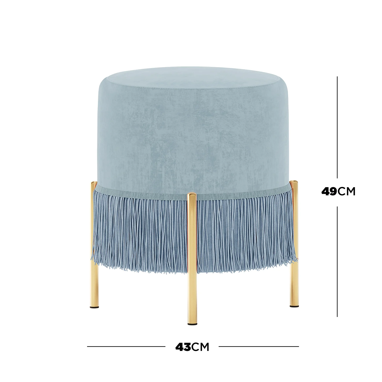 Stacey Velvet Stool with Tassels in Blue - Image 3