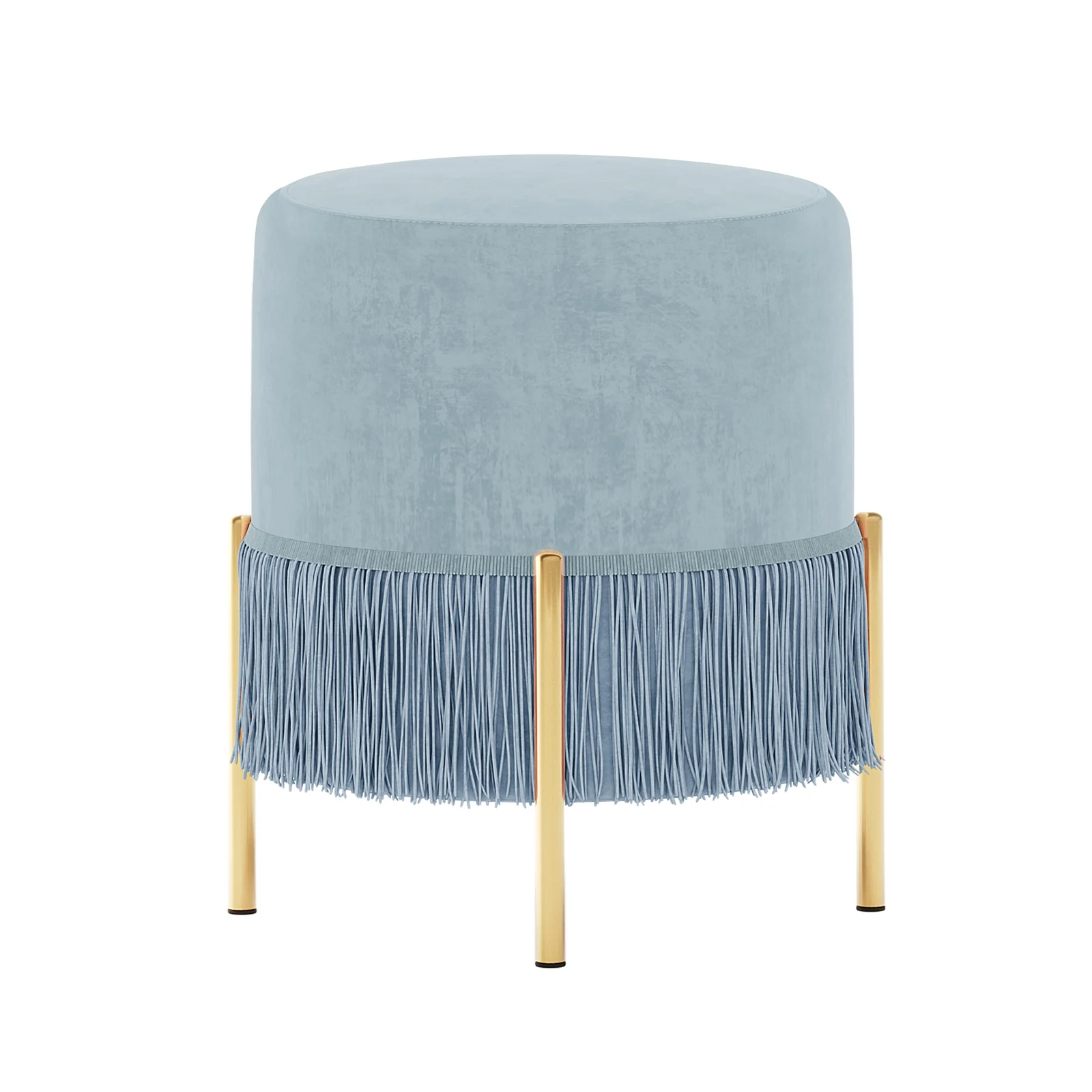 Stacey Velvet Stool with Tassels in Blue - Image 4