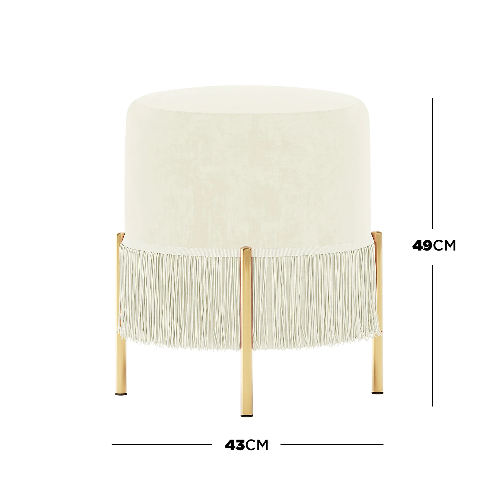 Stacey Velvet Stool with Tassels in Cream - Image 3