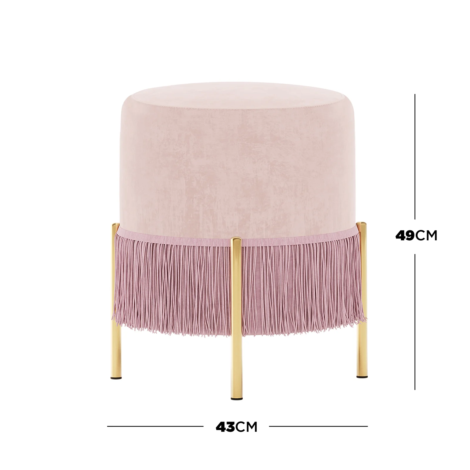 Stacey Velvet Stool with Tassels in Light Pink - Image 3