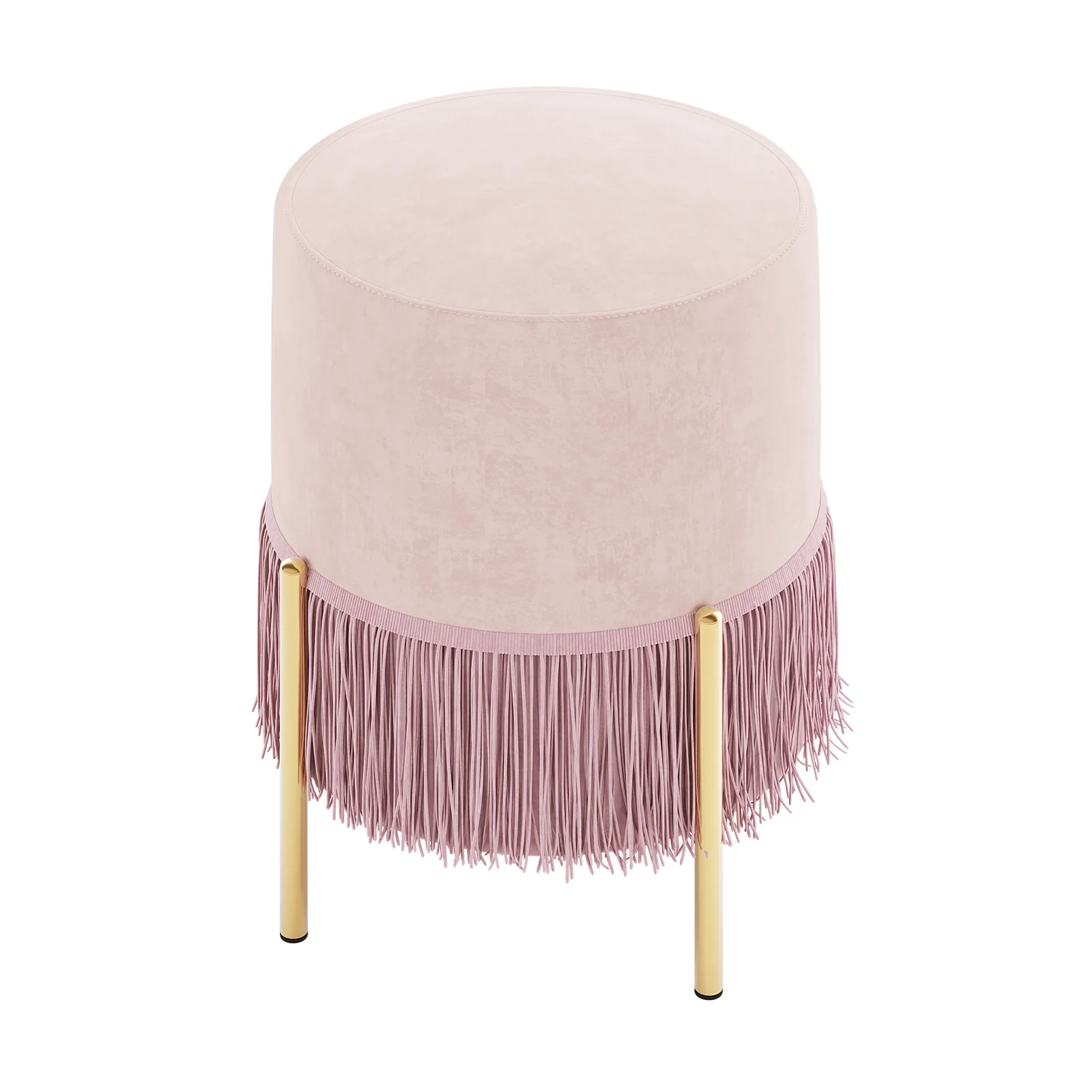 Stacey Velvet Stool with Tassels in Light Pink - Image 5