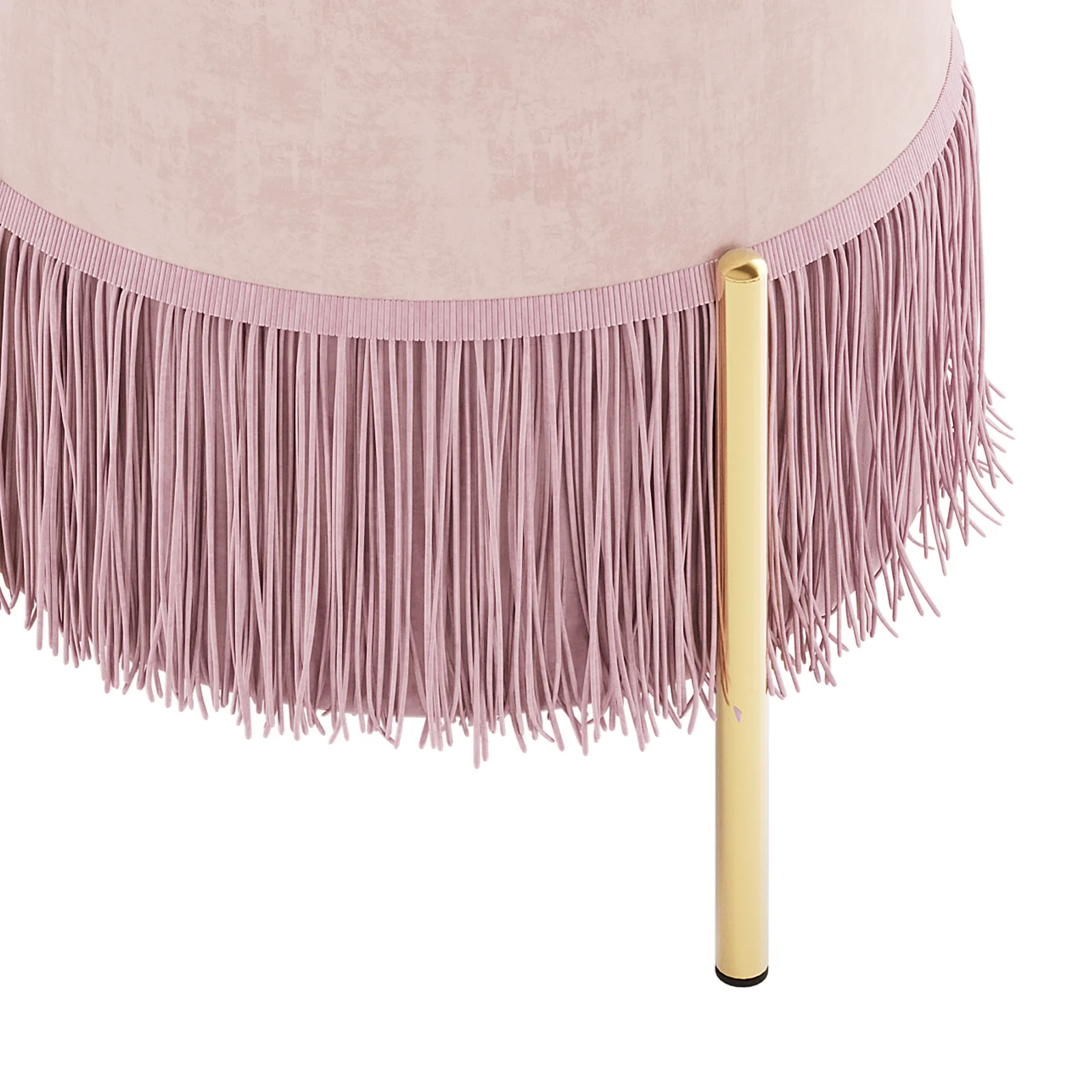 Stacey Velvet Stool with Tassels in Light Pink - Image 7