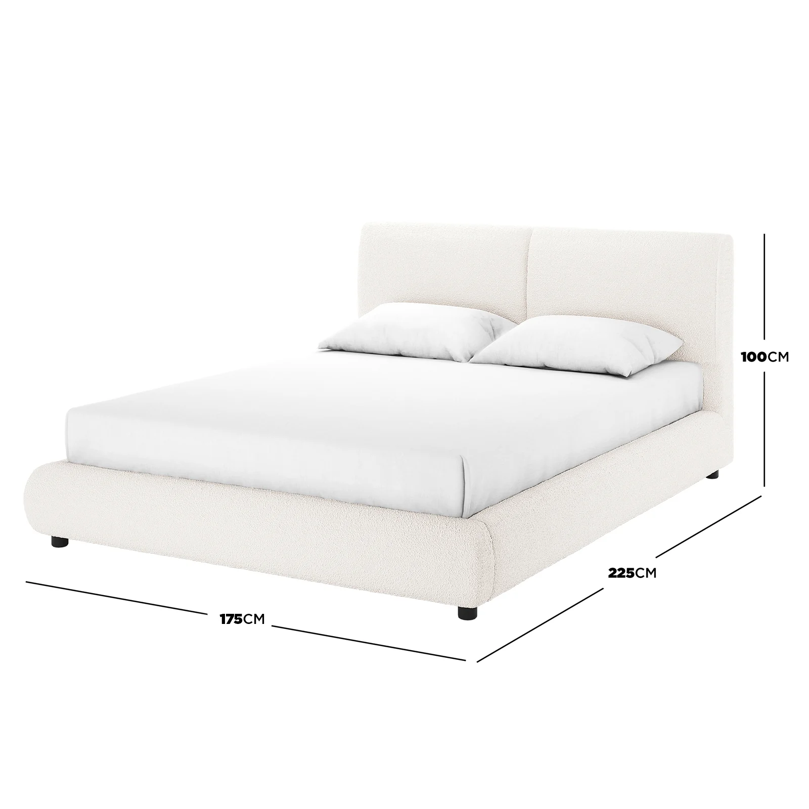 Stacy Queen Boucle Bed Frame in Cream White - Image 3