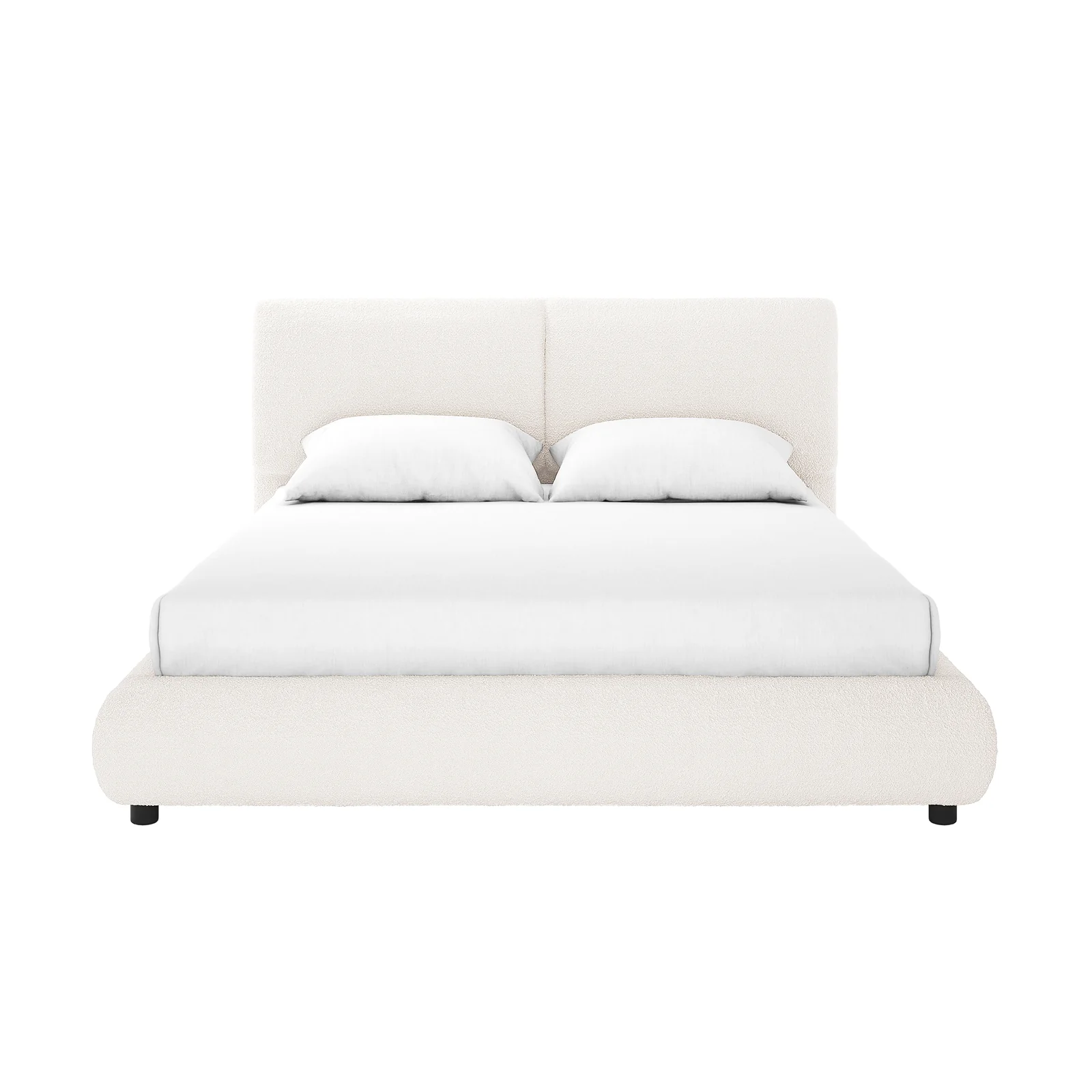 Stacy & Thalia Queen Boucle Bed & Mattress Set in White - Image 6