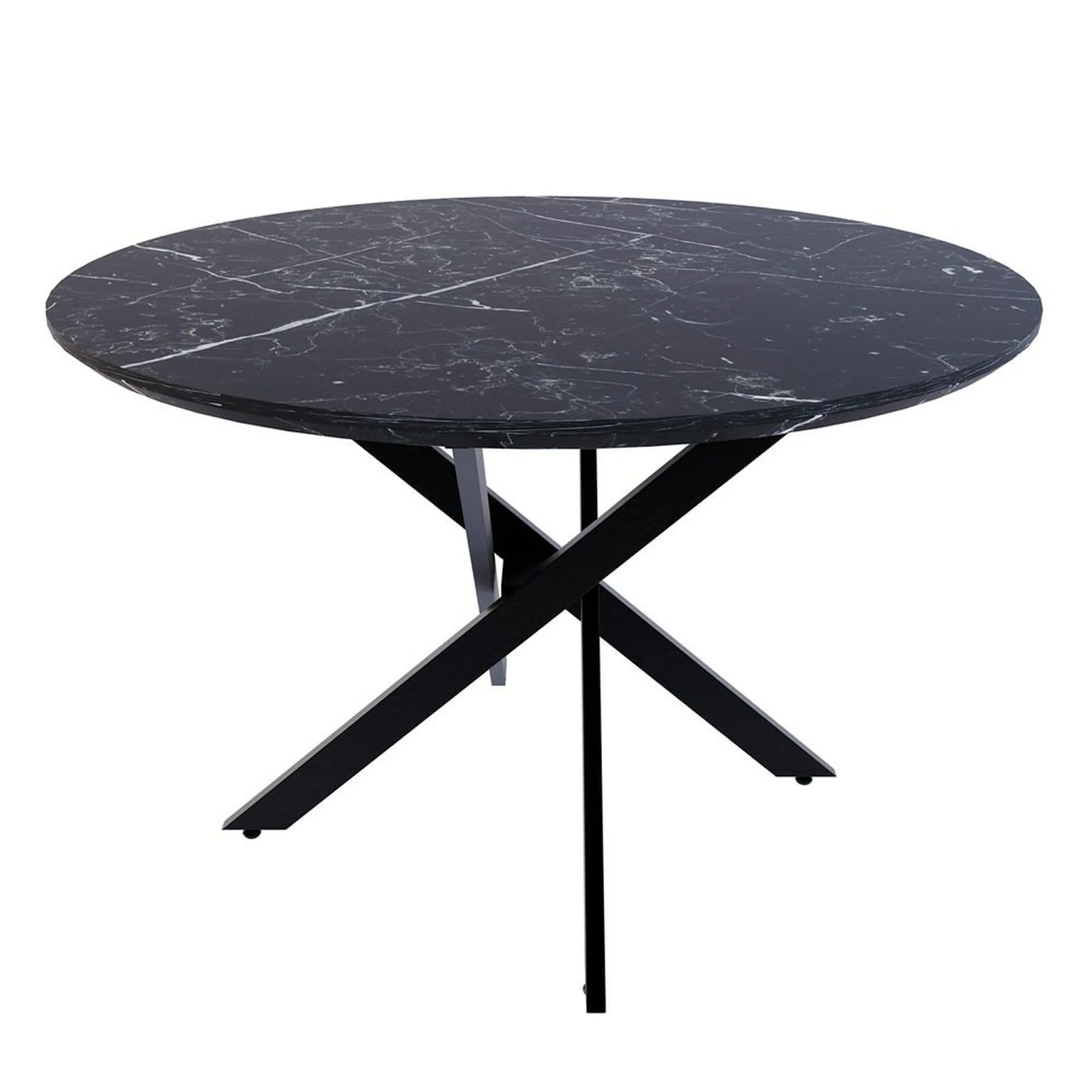 Stoten 120cm 4 Seater Round Dining Table in Black Marble - Image 4