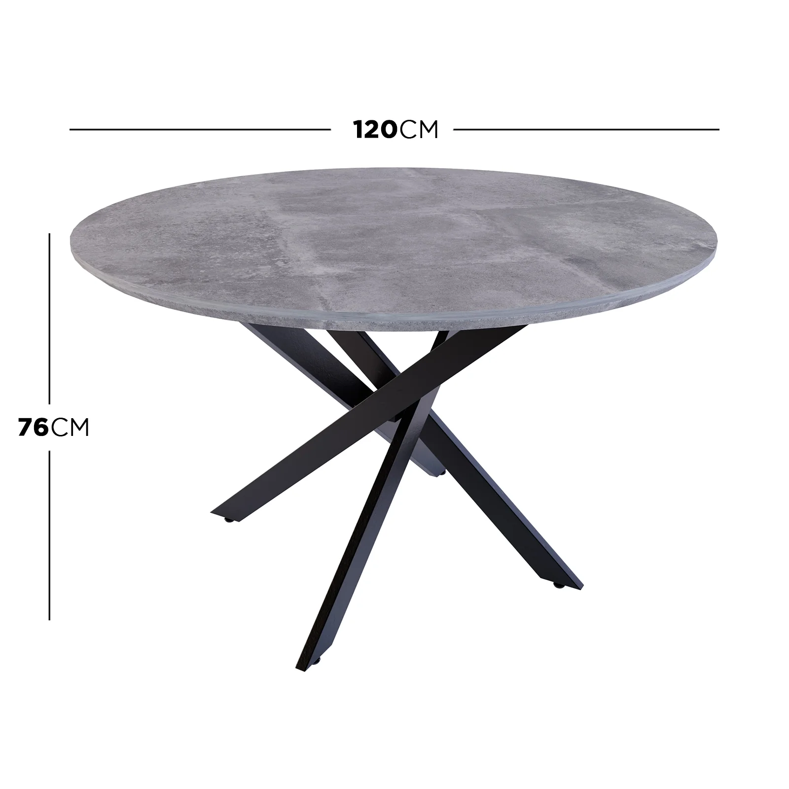 Stoten 120cm 4 Seater Round Dining Table in Concrete - Image 3