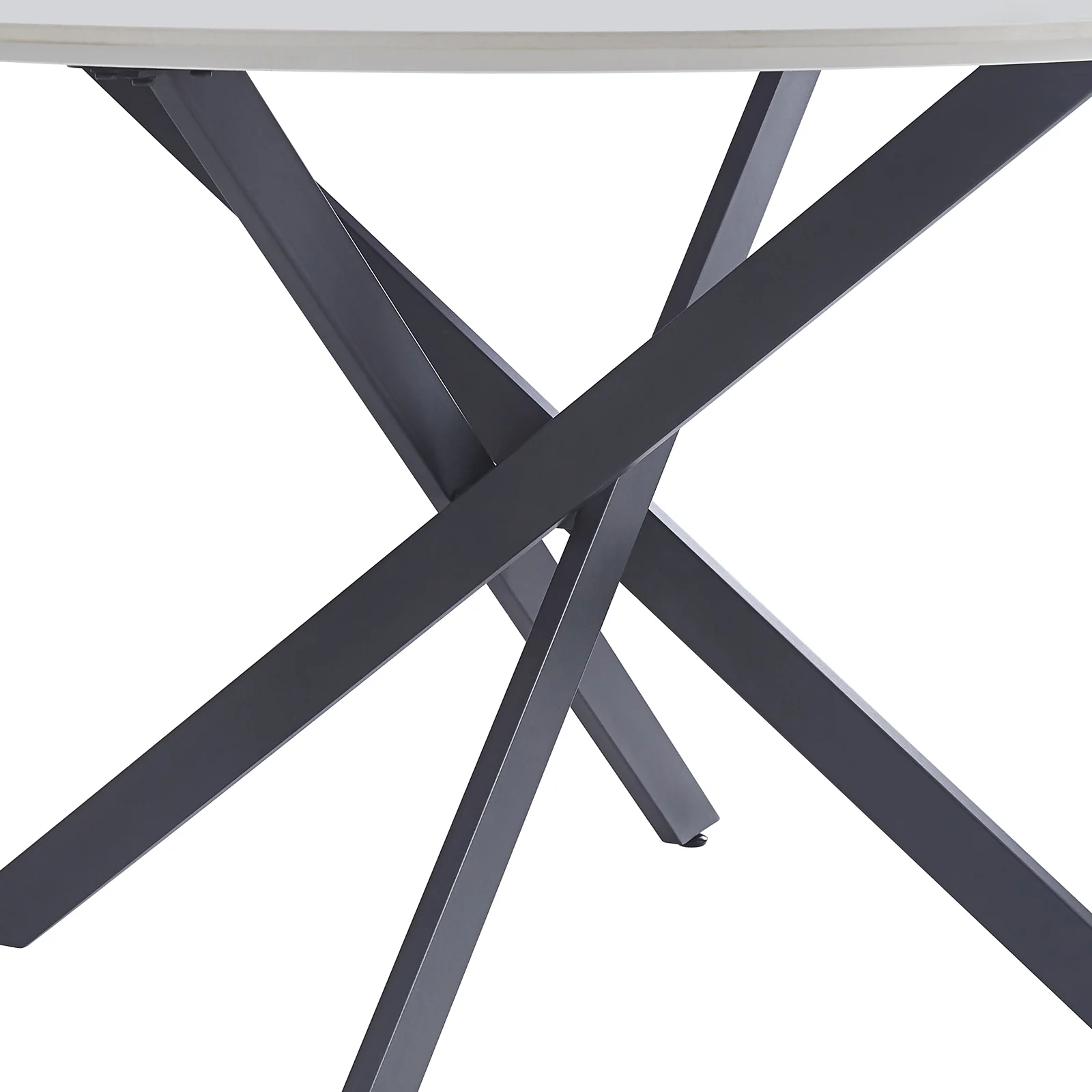 Stoten 4 Seater Round Dining Table in White Marble - Image 9