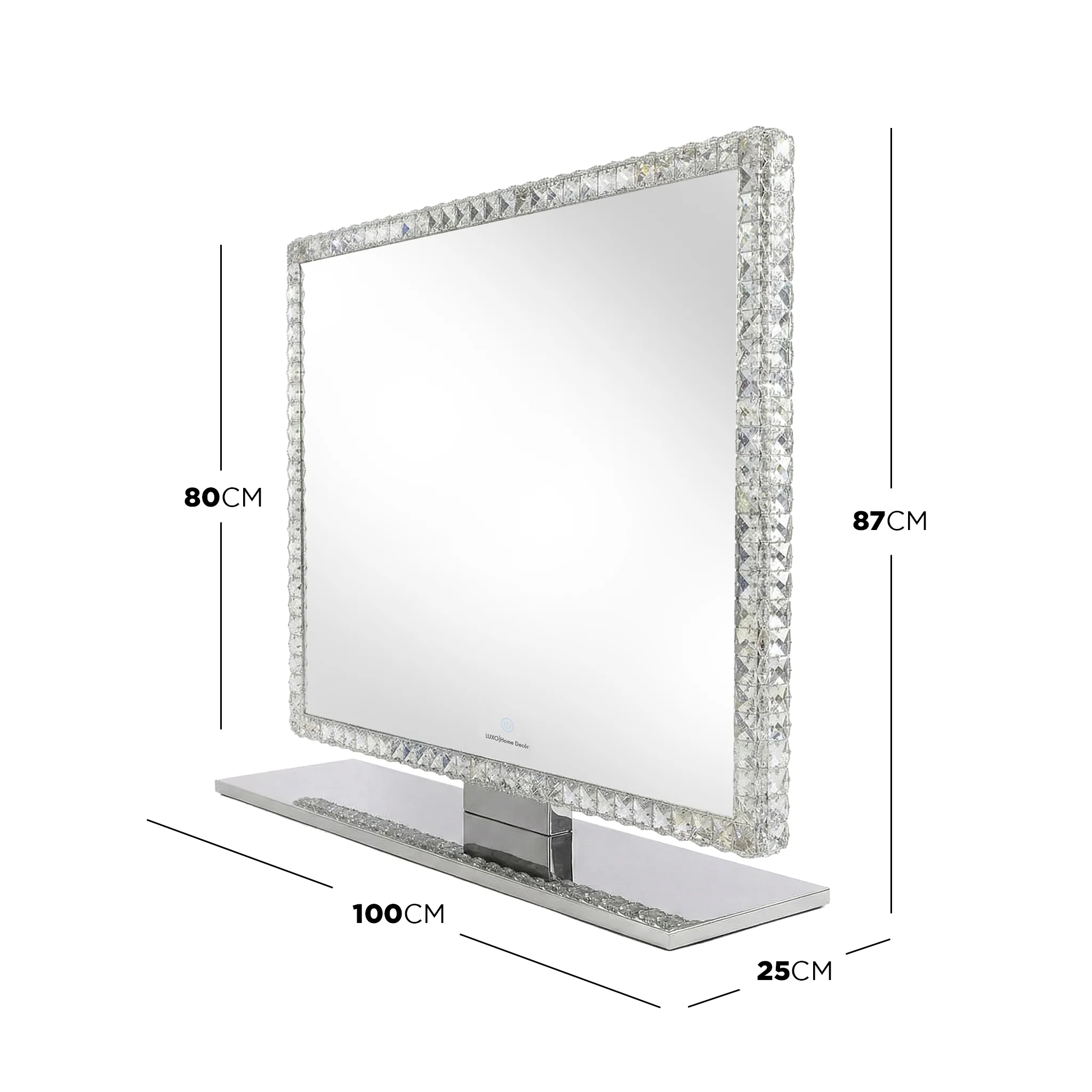 Sylor 100cm LED Crystal Diamond Vanity Mirror in White - Image 6