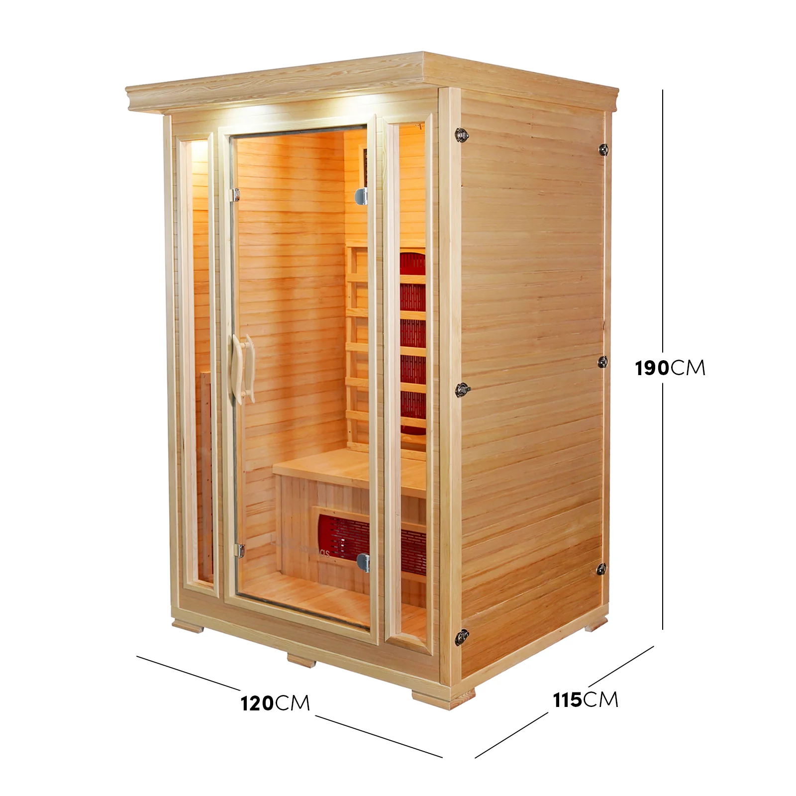 Taavi 2 Person Ceramic Infrared Indoor Home Sauna - Image 3