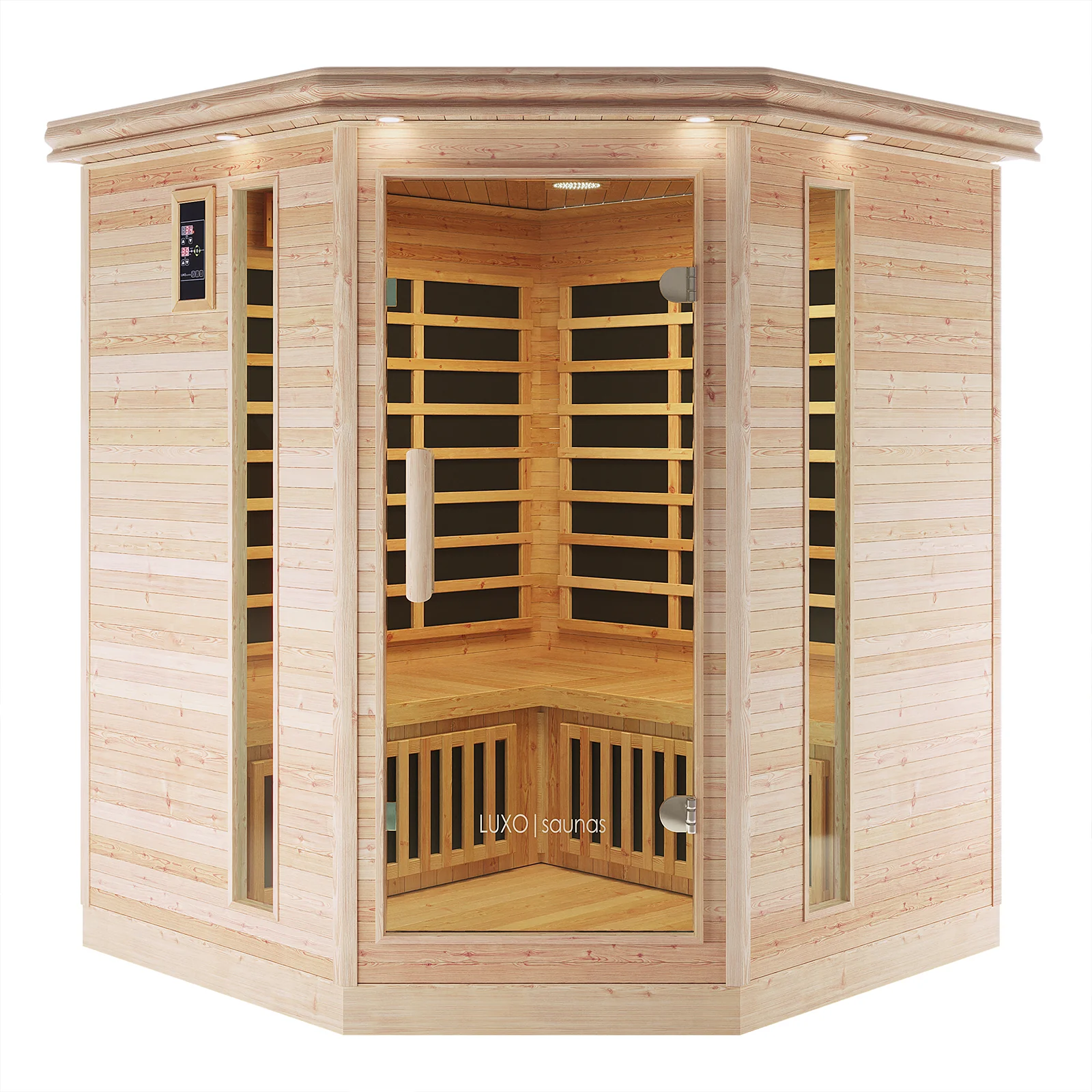 Taavi 4 Person Corner Carbon Fibre Far Infrared Home Sauna
