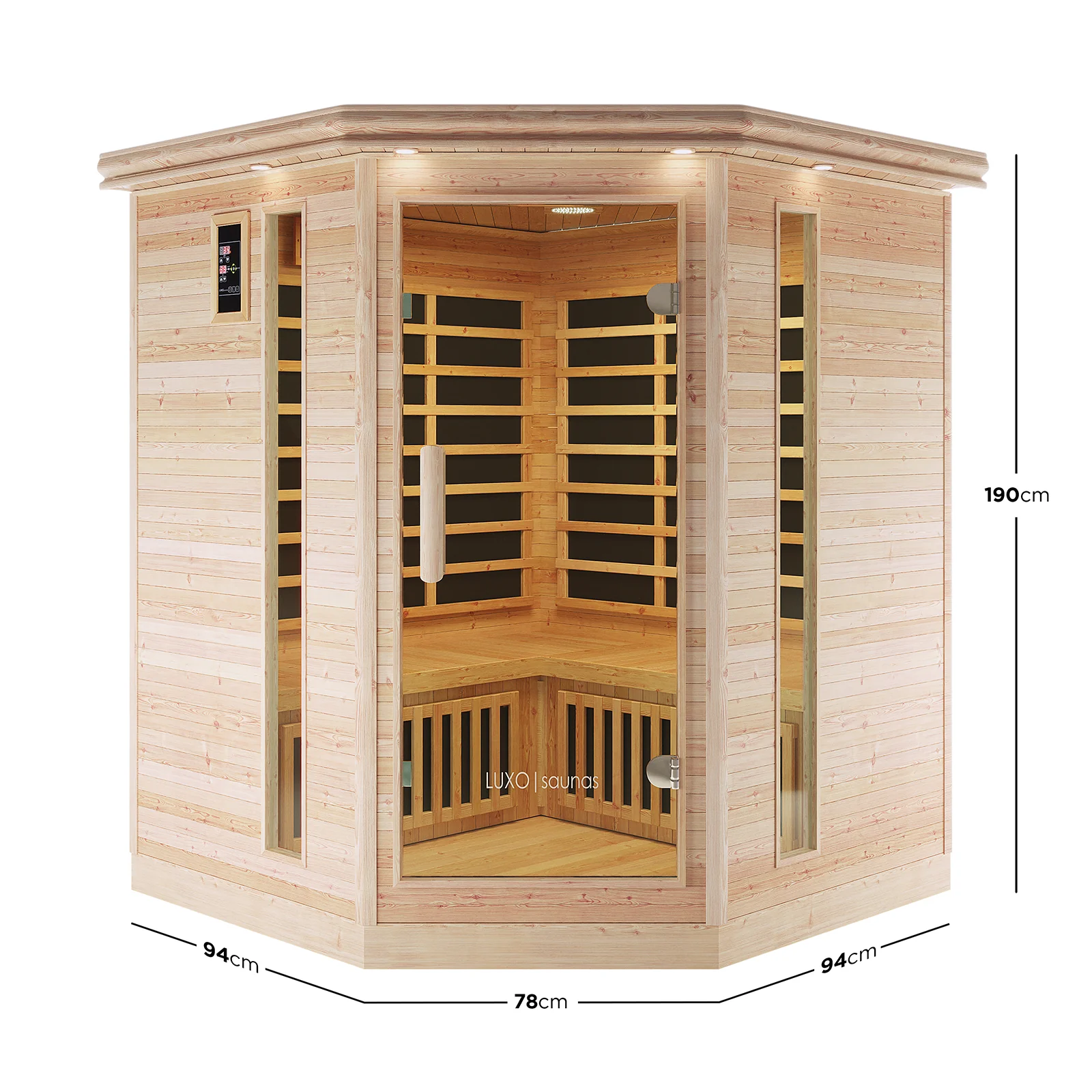 Taavi 4 Person Corner Carbon Fibre Far Infrared Home Sauna - Image 3