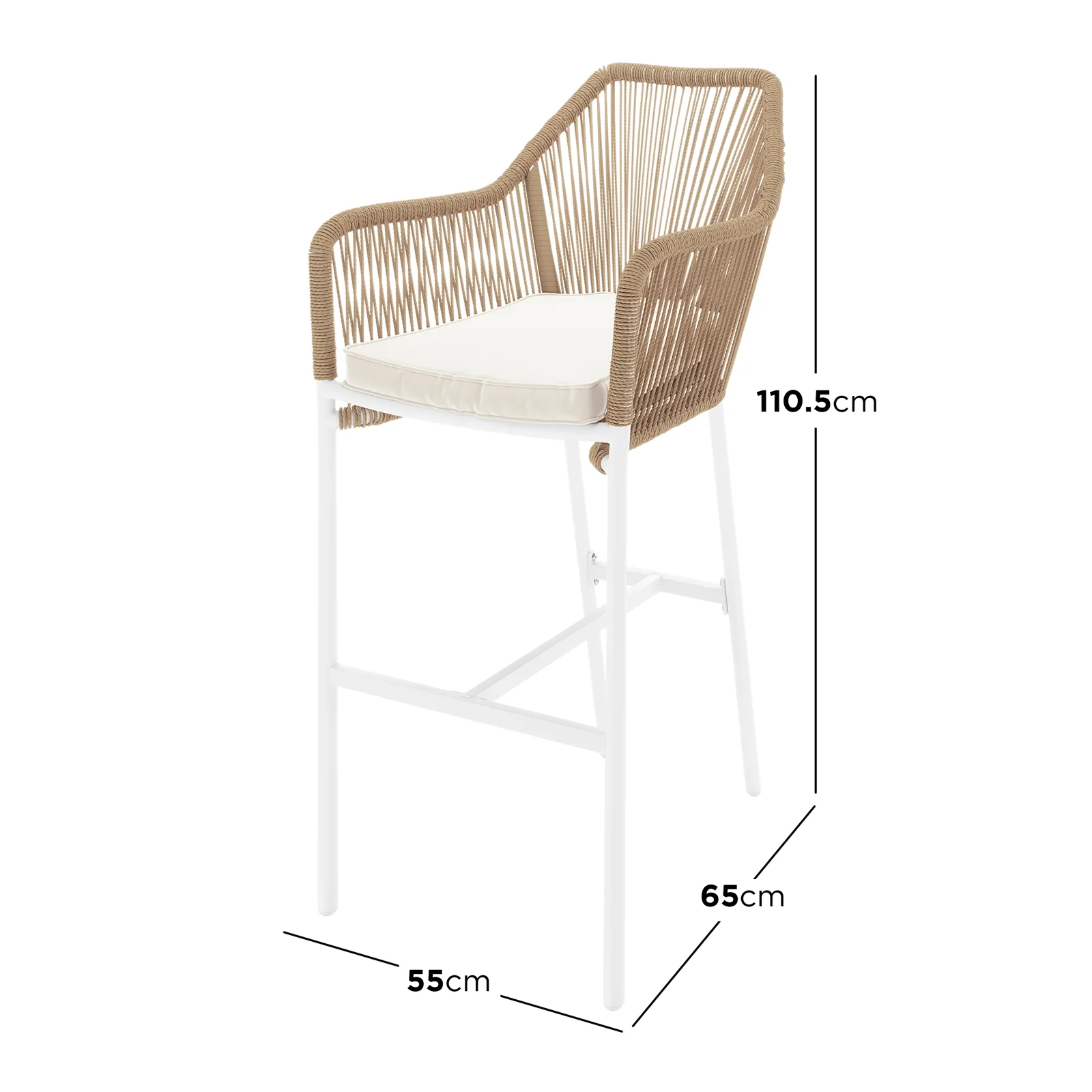 Tablas PE Wicker Outdoor Bar Stool Set of 2 in Natural - Image 4