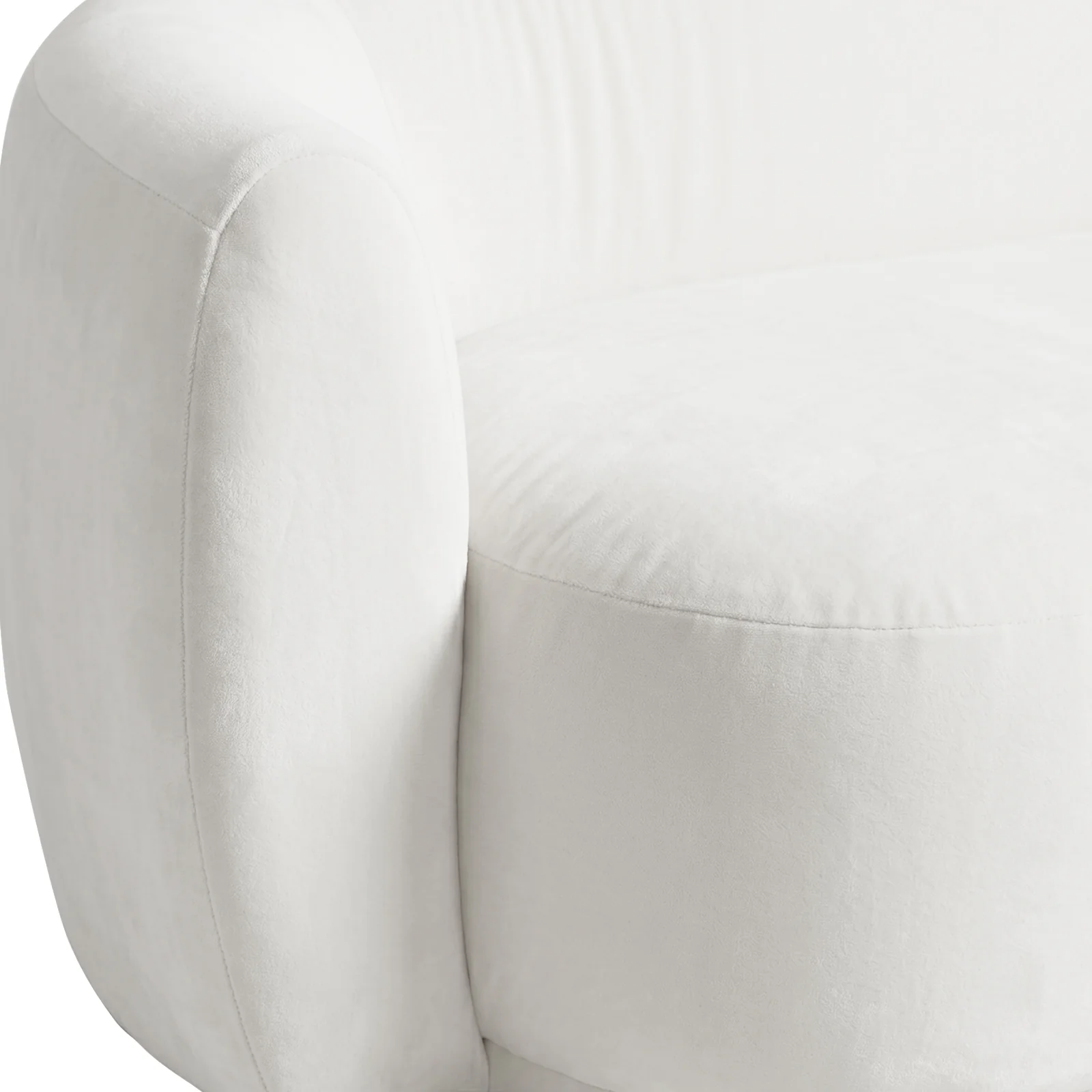 Talor 2 Seater Modular Curved Velvet Sofa in Cream White - Image 12