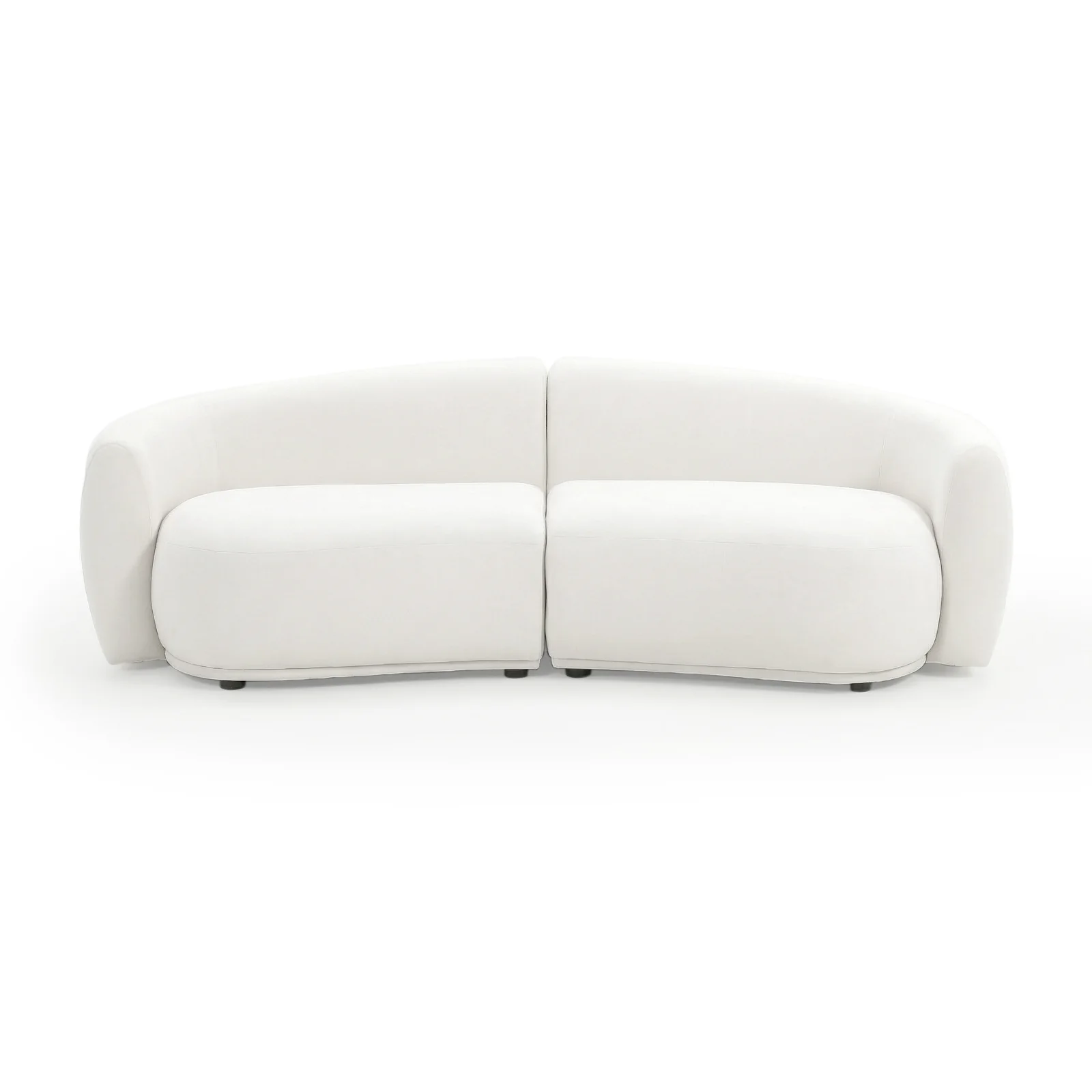 Talor 2 Seater Modular Curved Velvet Sofa in Cream White - Image 4