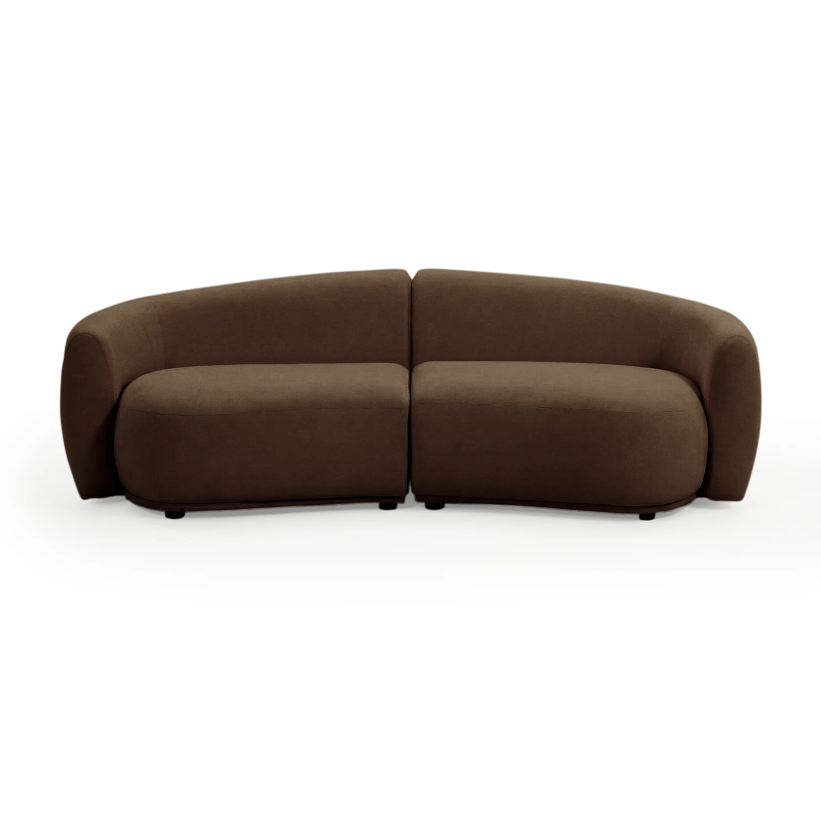 Talor 2 Seater Modular Curved Velvet Sofa in Warm Taupe Brown - Image 4