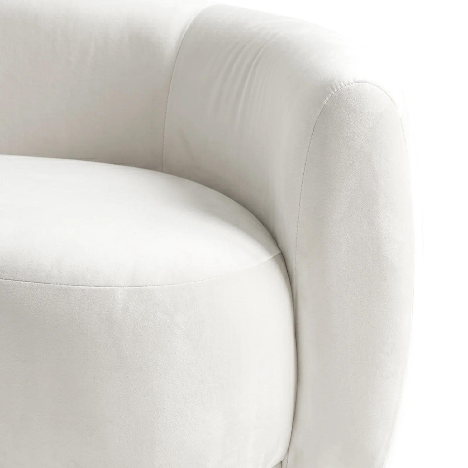 Talor 3 Seater Modular Curved Velvet Sofa in Cream White - Image 16