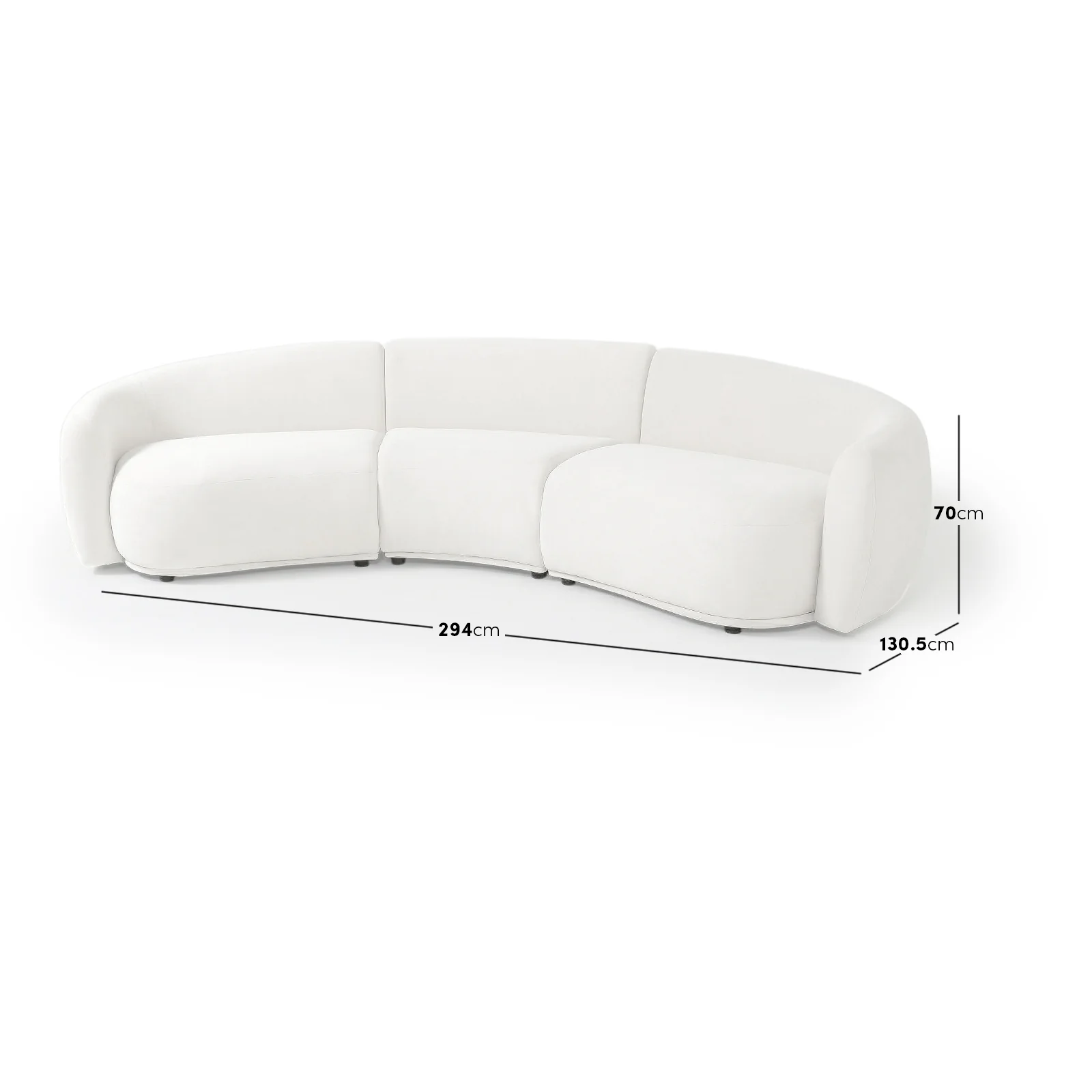 Talor 3 Seater Modular Curved Velvet Sofa in Cream White - Image 3