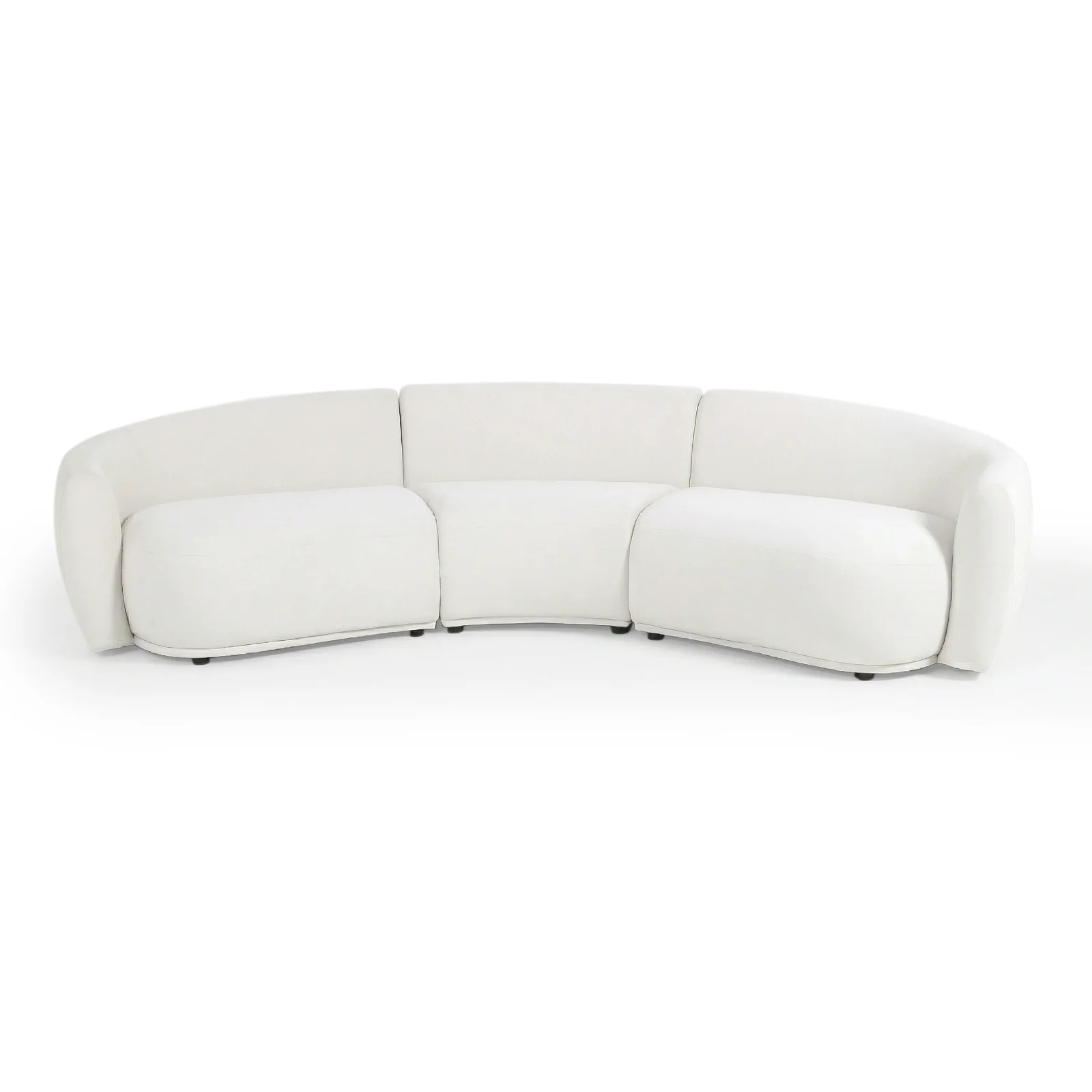 Talor 3 Seater Modular Curved Velvet Sofa in Cream White - Image 4