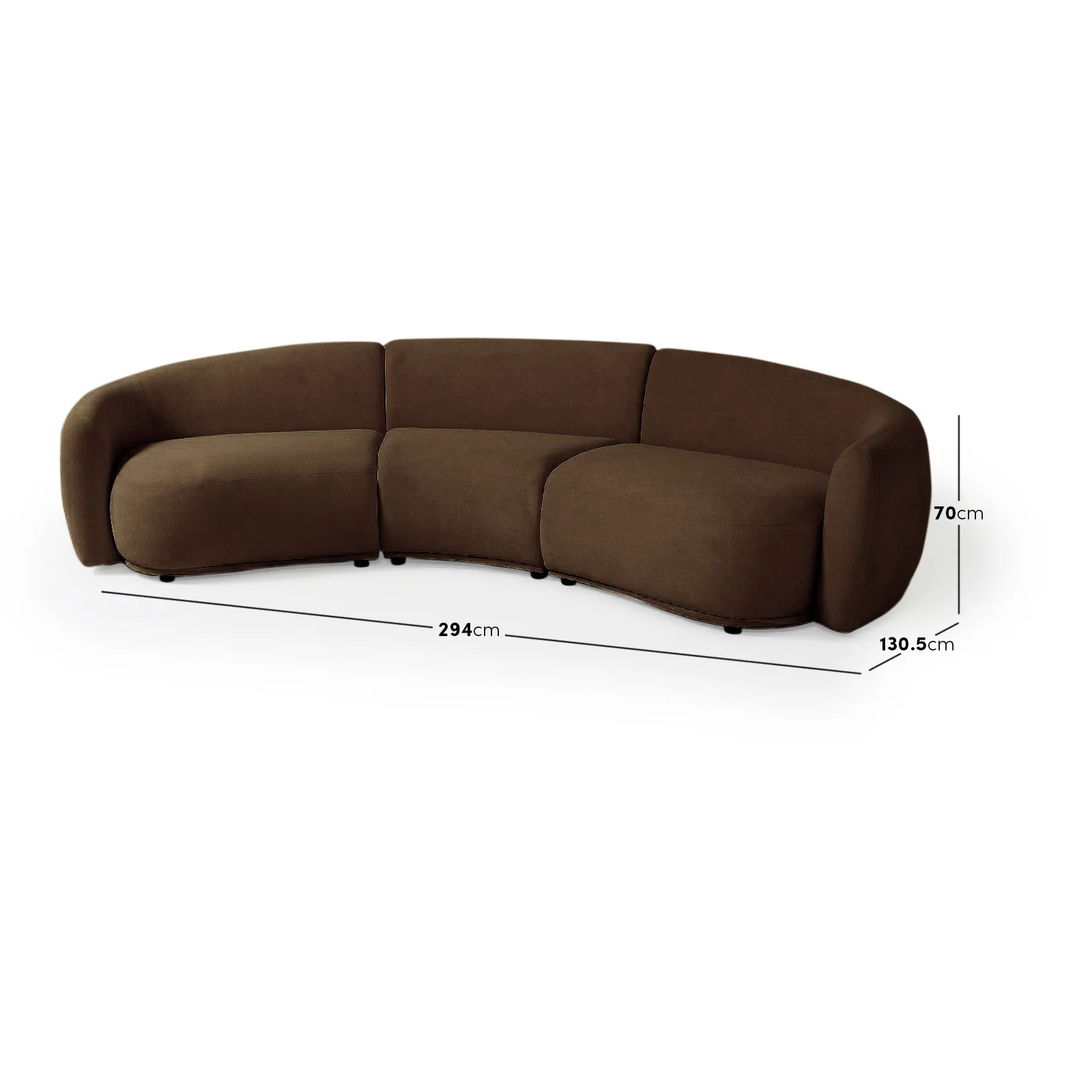 Talor 3 Seater Modular Curved Velvet Sofa in Warm Taupe Brown - Image 3