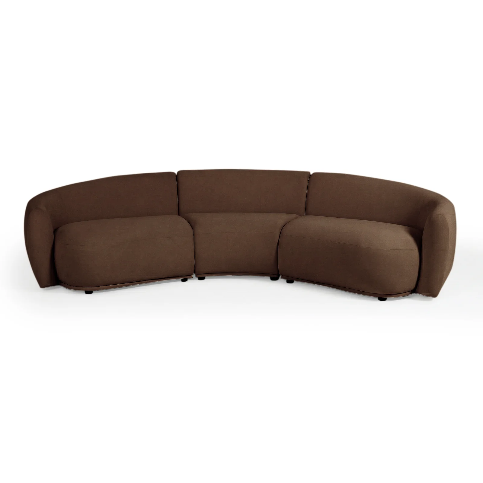 Talor 3 Seater Modular Curved Velvet Sofa in Warm Taupe Brown - Image 4