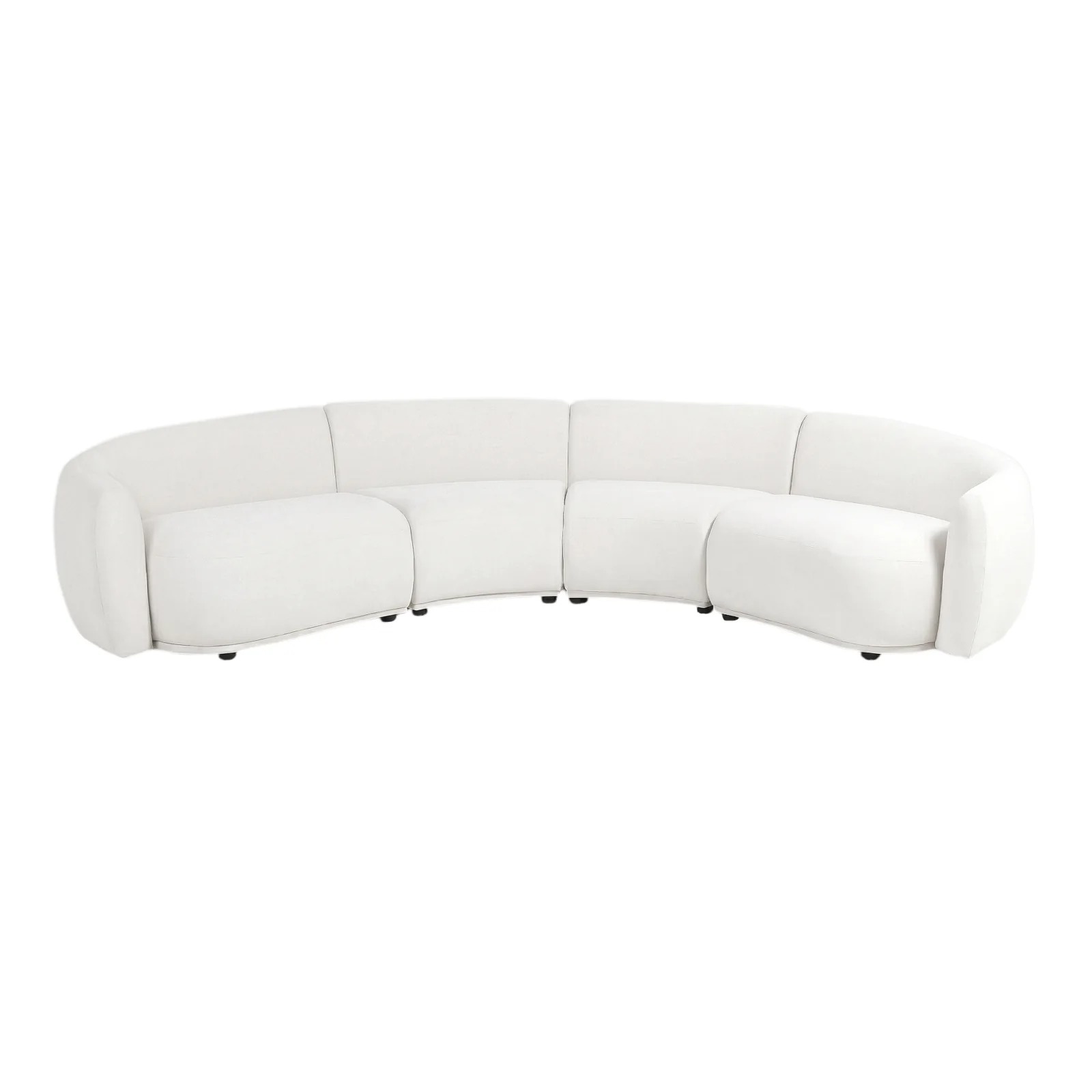 Talor 4 Seater Modular Curved Velvet Sofa in Cream White - Image 4