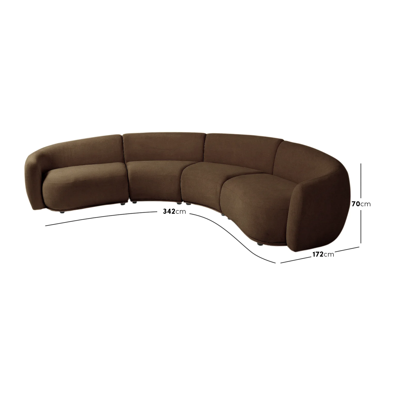 Talor 4 Seater Modular Curved Velvet Sofa in Warm Taupe Brown - Image 3