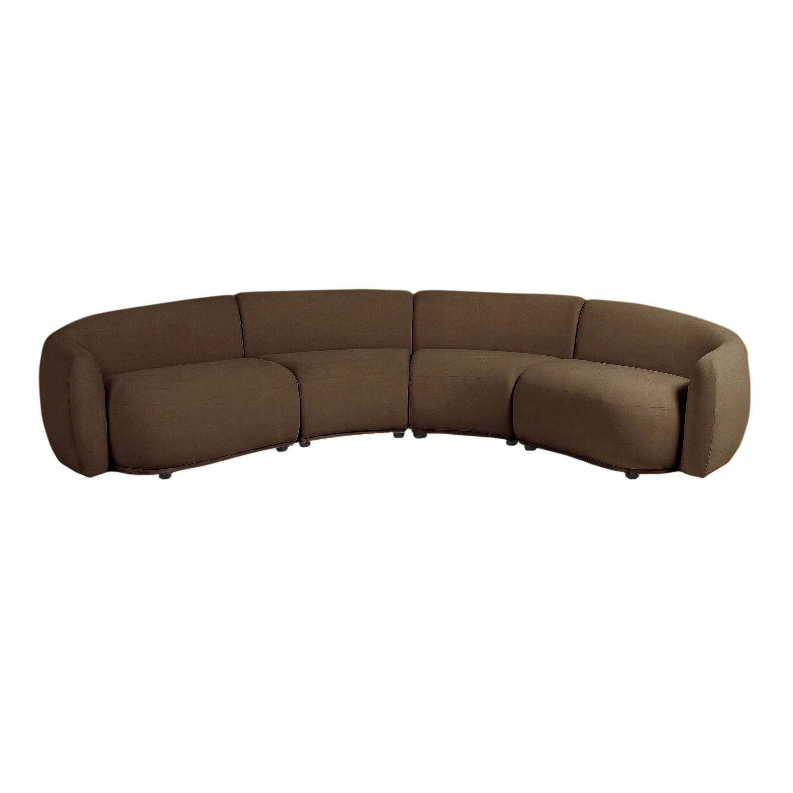 Talor 4 Seater Modular Curved Velvet Sofa in Warm Taupe Brown - Image 4