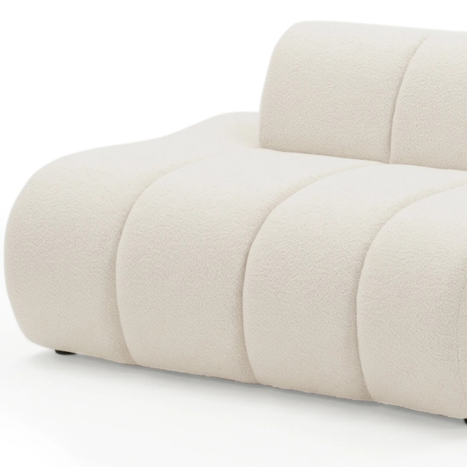 Talven 5 Seater Modular Curved Boucle Sofa in Cream White - Image 11