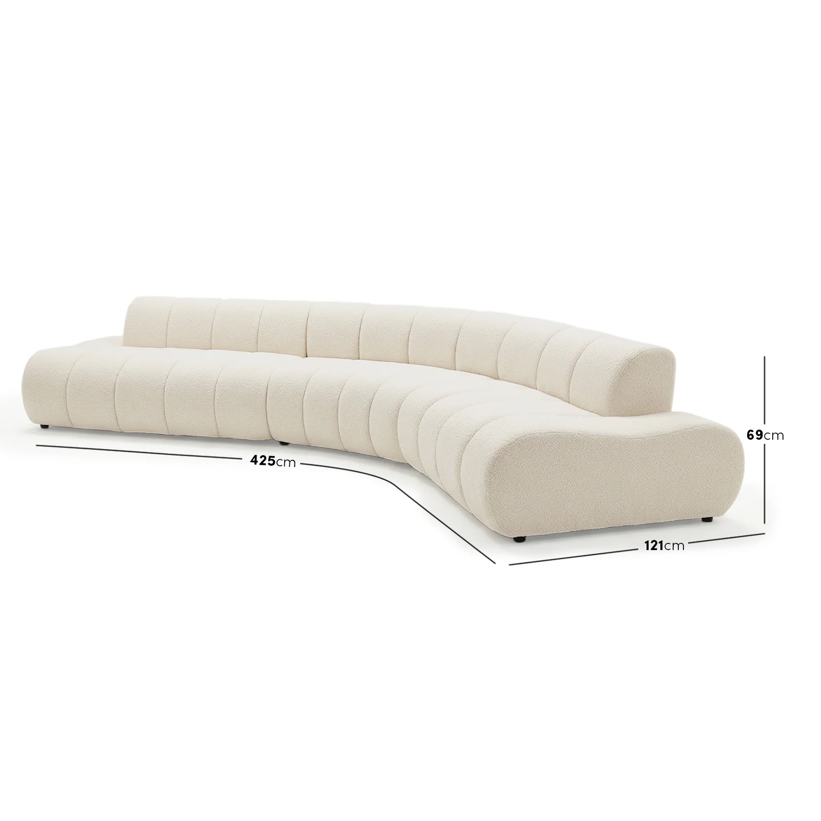 Talven 5 Seater Modular Curved Boucle Sofa in Cream White - Image 3