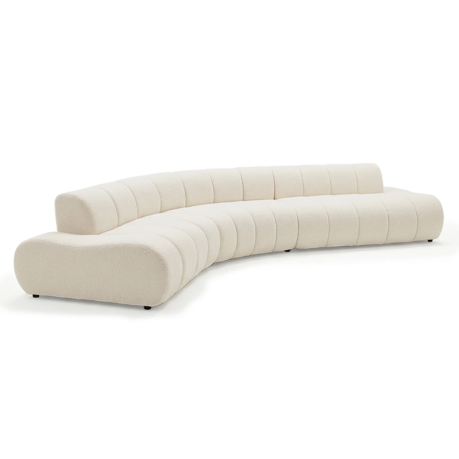 Talven 5 Seater Modular Curved Boucle Sofa in Cream White - Image 4